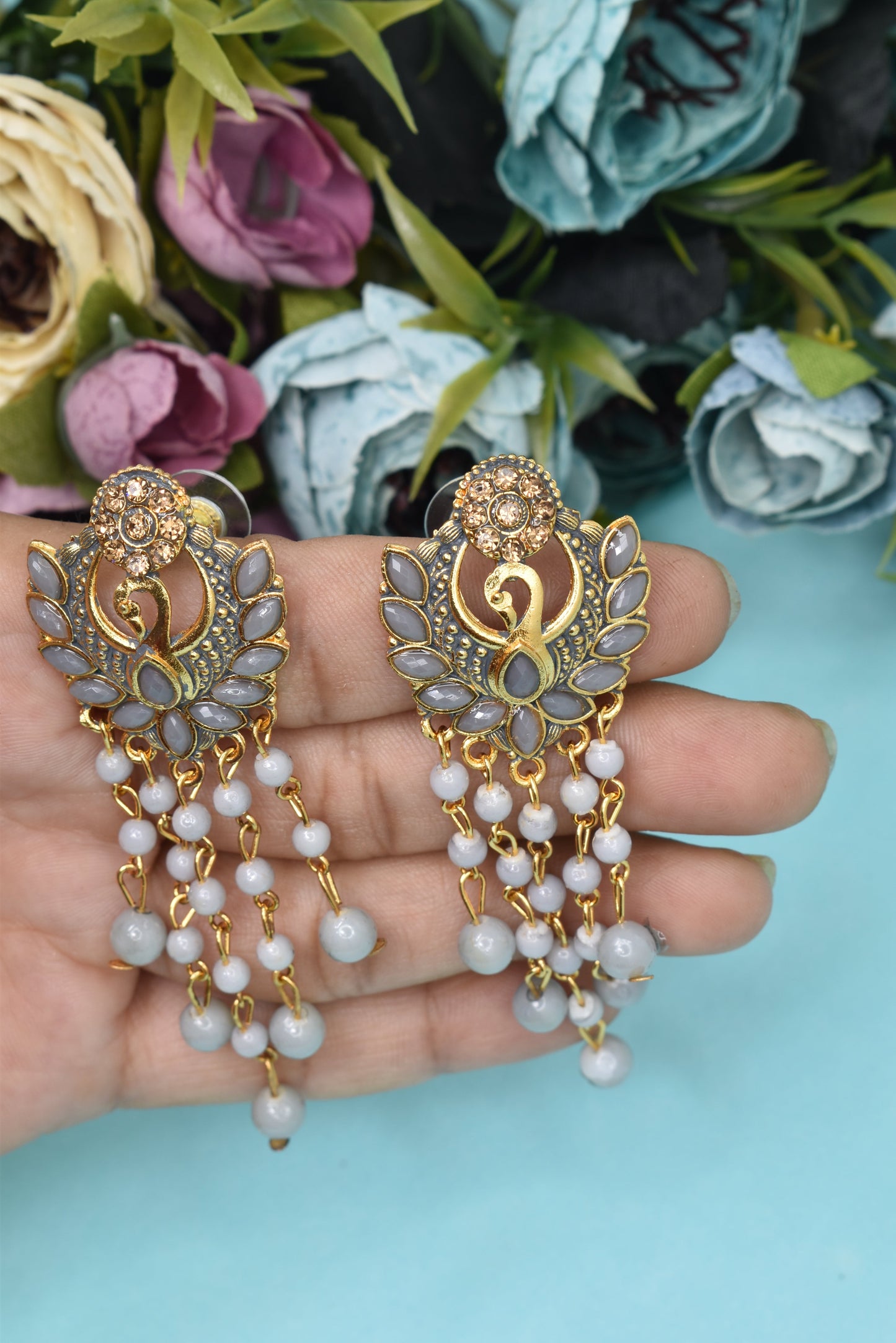 Earrings Jhumaki,Jumakas big,jhumkiyaan for women,Stylish partywear multicolored German silver earrings,big partywear bollywood style Earrings