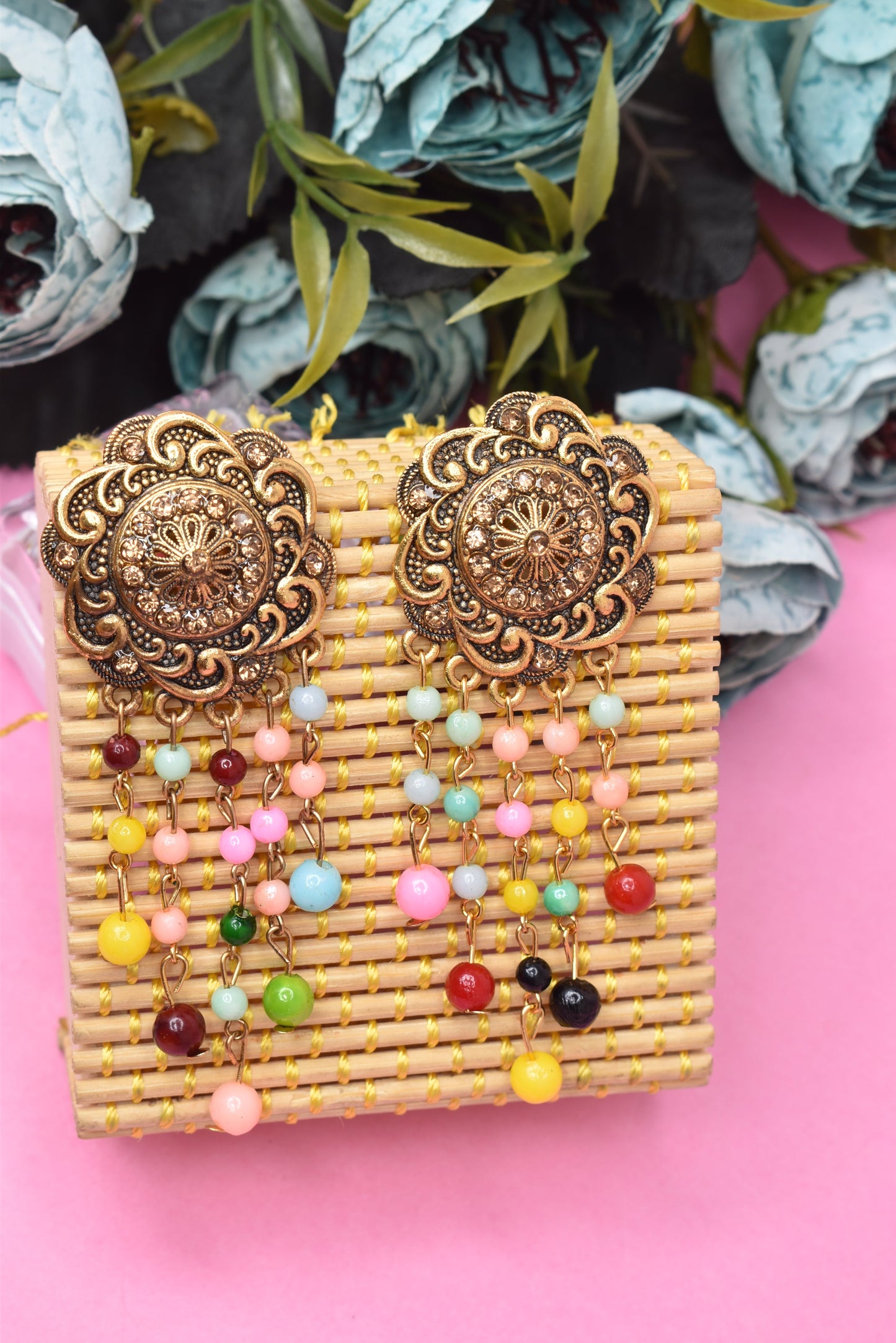 Earrings Jhumaki,Jumakas big,jhumkiyaan for women,Stylish partywear multicolored German silver earrings,big partywear bollywood style Earrings