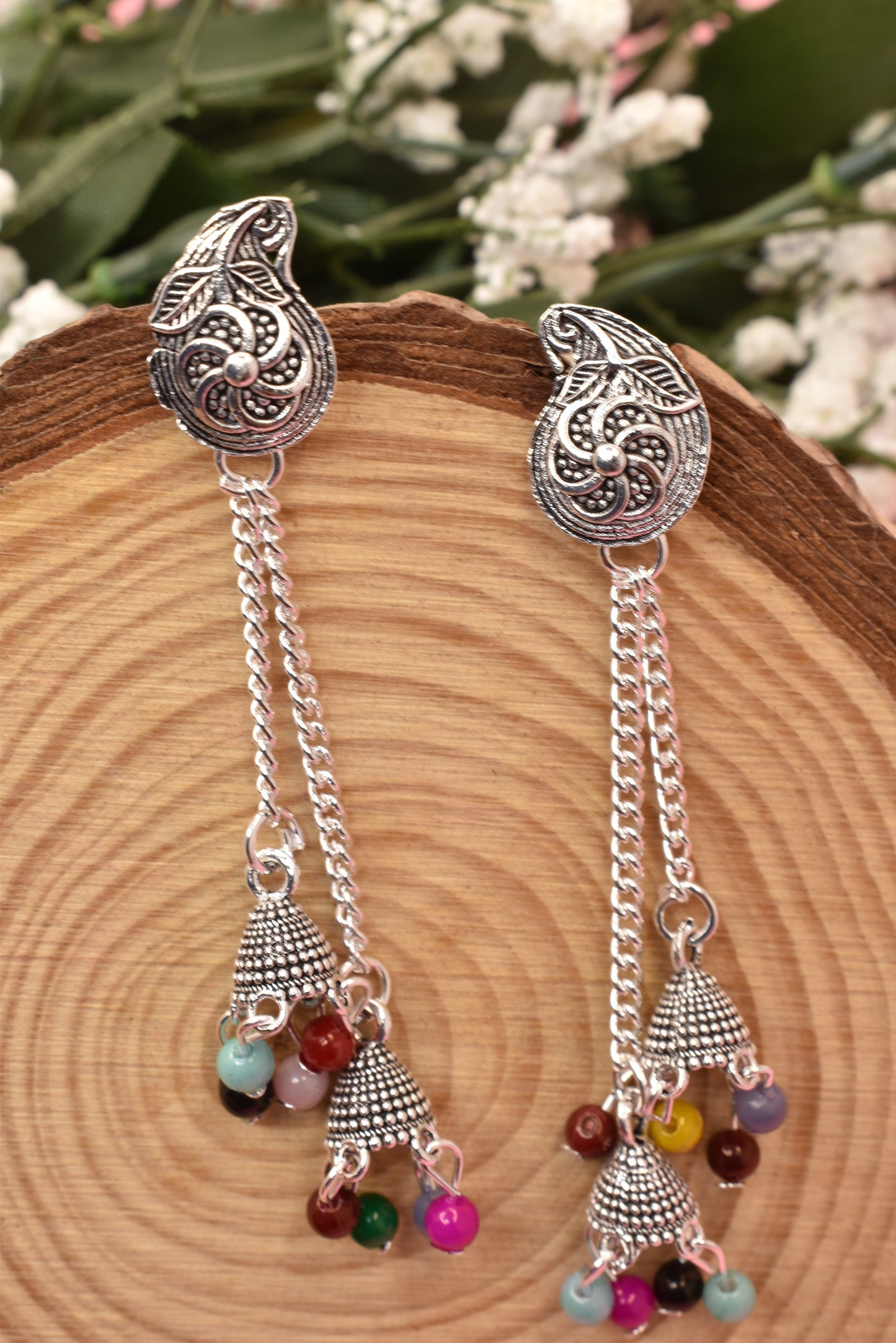 Earrings Jhumaki,Jumakas big,jhumkiyaan for women,Stylish partywear multicolored German silver earrings,big partywear bollywood style Earrings