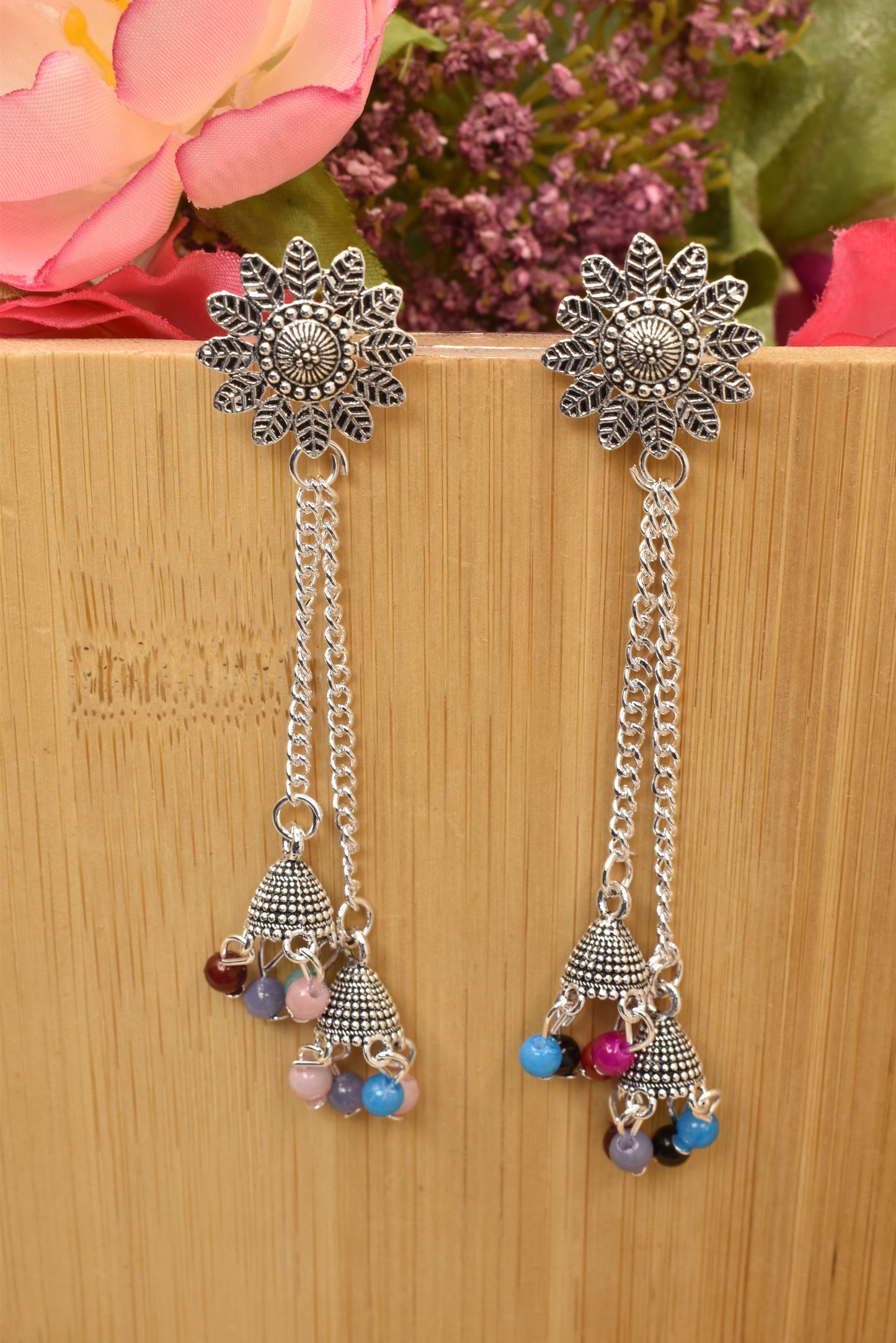 Earrings Jhumaki,Jumakas big,jhumkiyaan for women,Stylish partywear multicolored German silver earrings,big partywear bollywood style Earrings