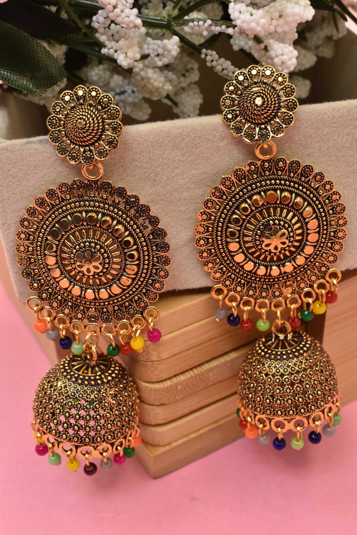 Earrings Jhumaki,Jumakas big,jhumkiyaan for women,Stylish partywear multicolored German silver earrings,big partywear bollywood style Earrings