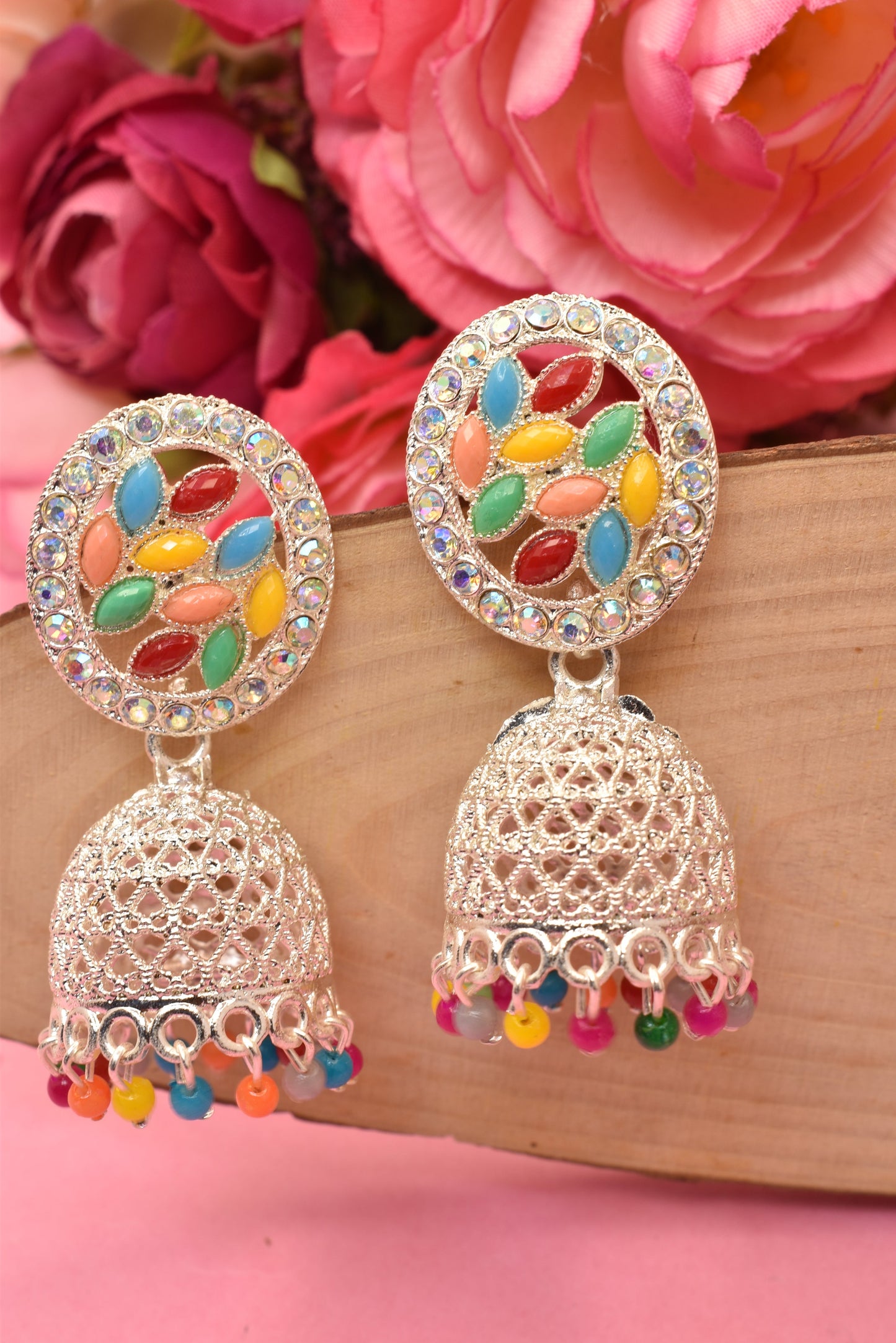 Earrings Jhumaki,Jumakas big,jhumkiyaan for women,Stylish partywear multicolored German silver earrings,big partywear bollywood style Earrings