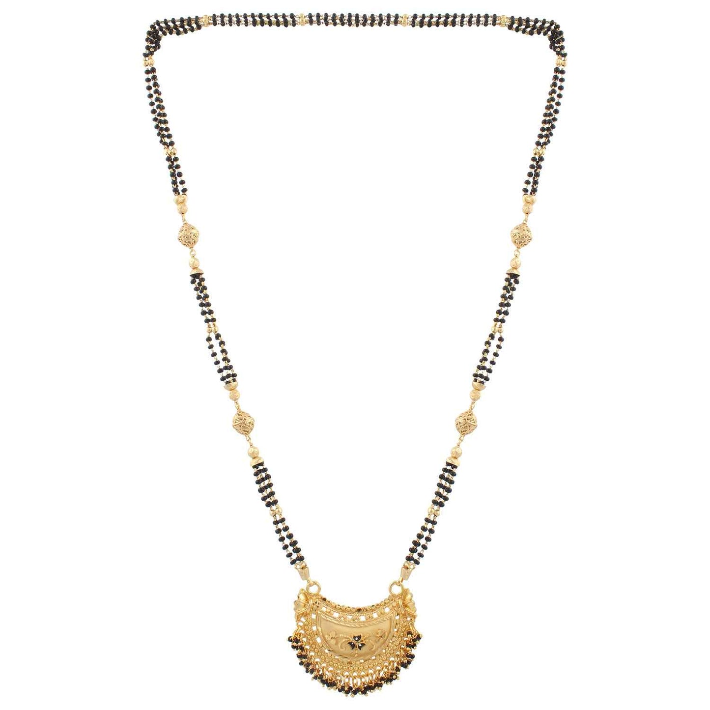 Indian Jewellery from Meira Jewellery:Mangalsutra,Traditional Gold Plated Black Bead Chain Imitation Mangalsutra Jewellery For Women