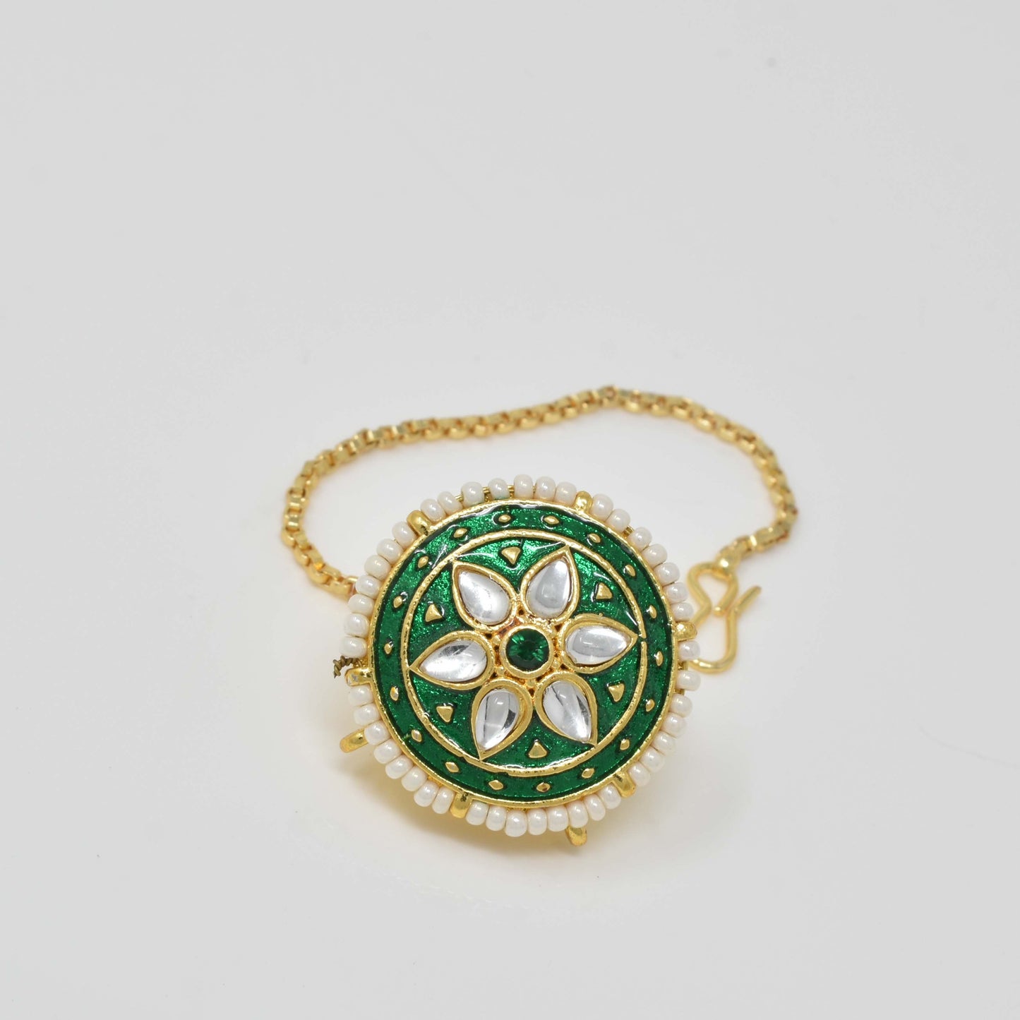 Rajputi Borla Mangtikka studded with Pearl Stone for women