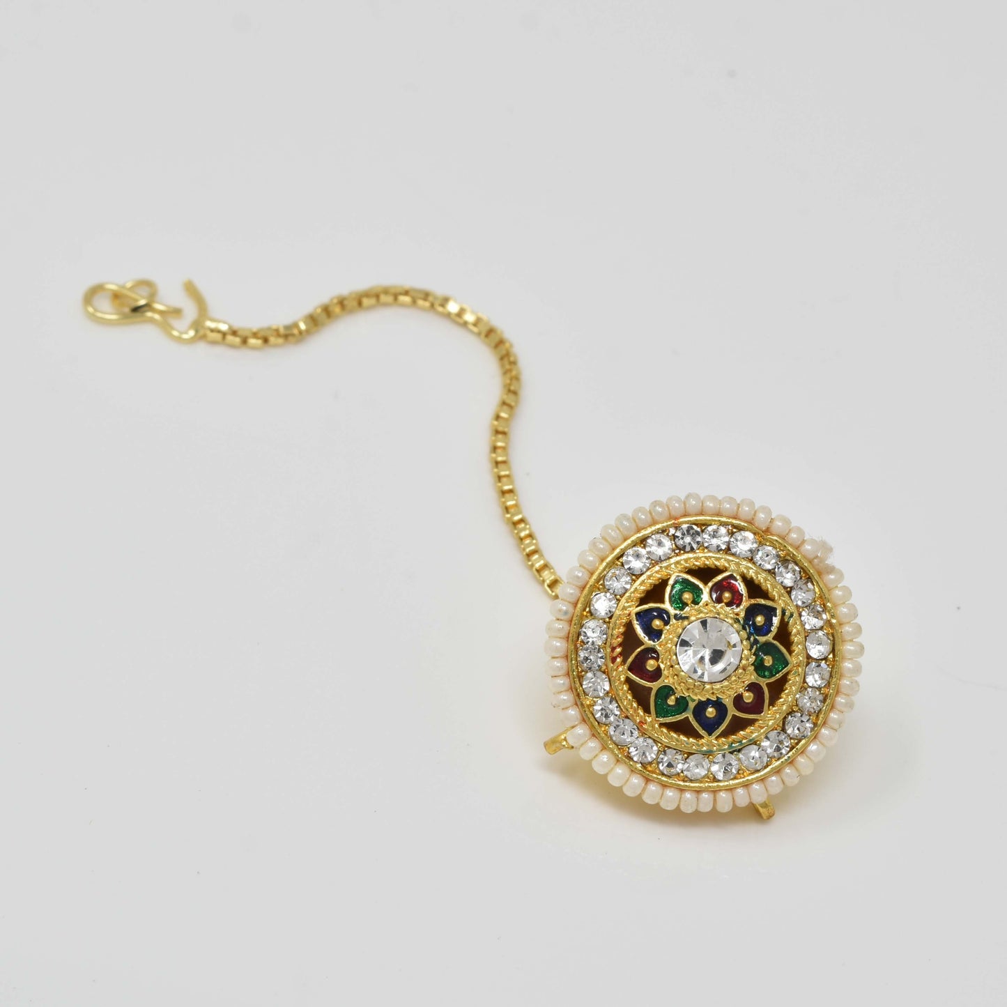 Rajputi Borla Mangtikka studded with Pearl Stone for women