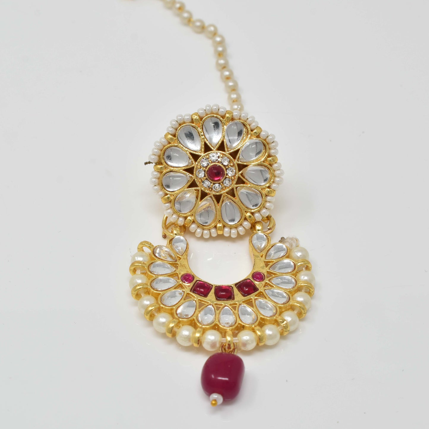 Rajputi Borla Mangtikka studded with Pearl Stone for women