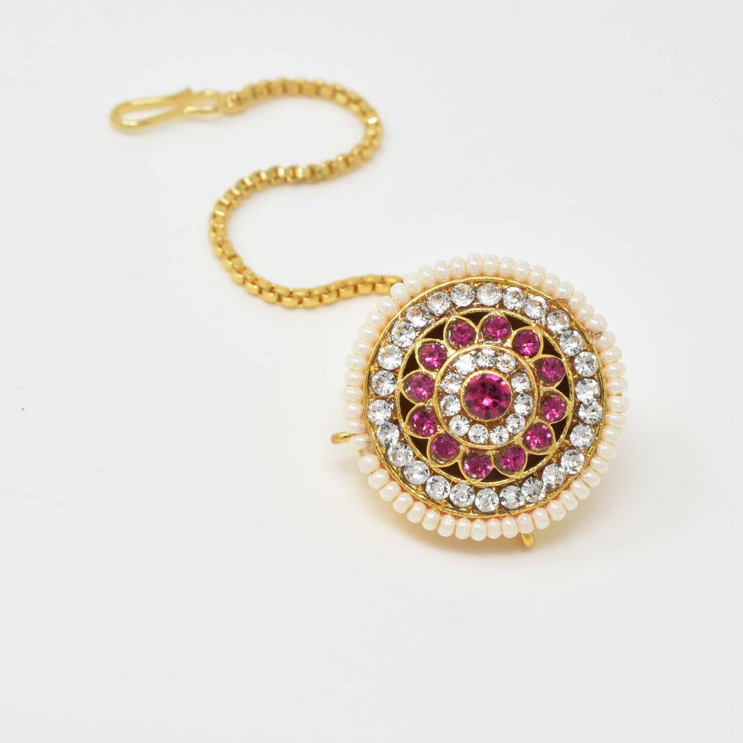 Rajputi Borla Mangtikka studded with Pearl Stone for women