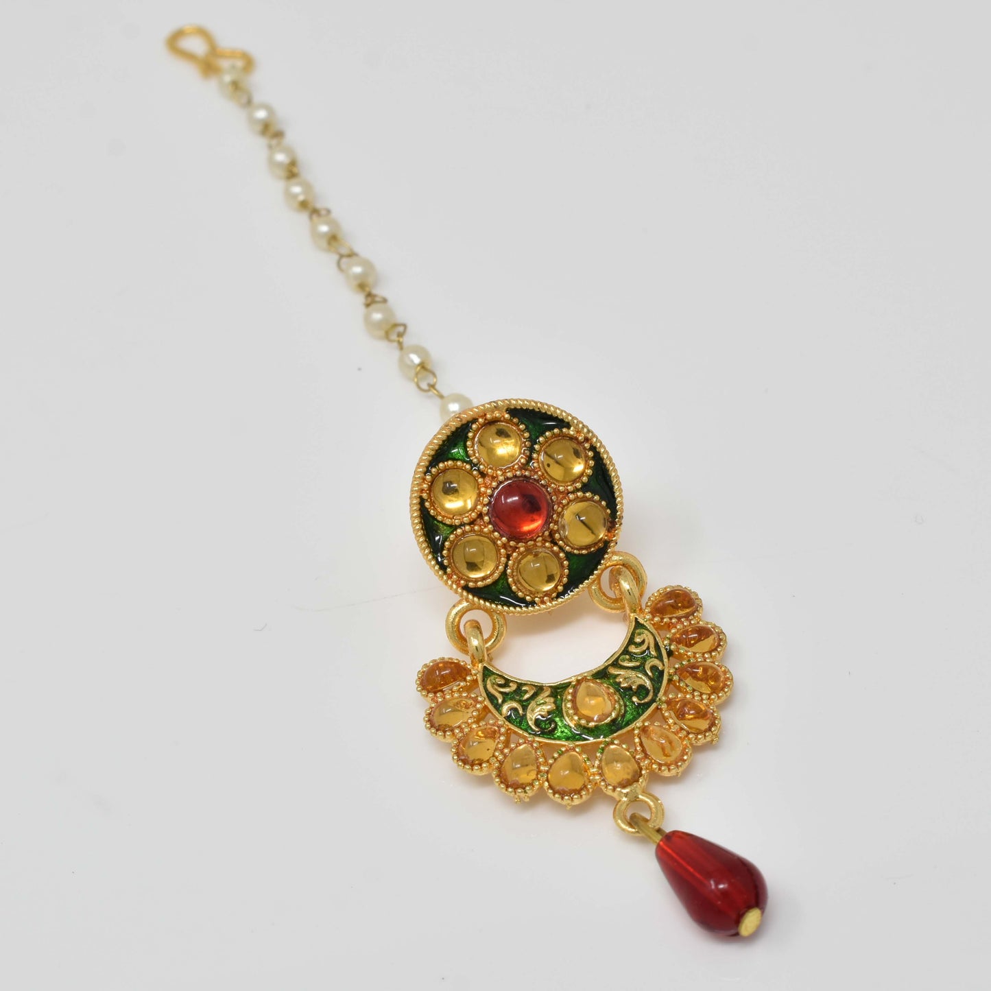 Rajputi Borla Mangtikka studded with Pearl Stone for women