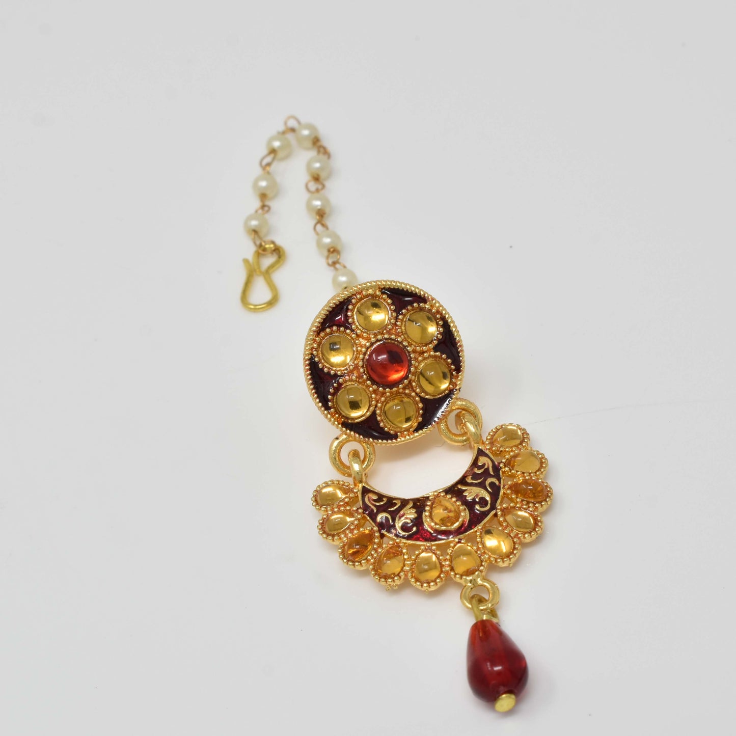 Rajputi Borla Mangtikka studded with Pearl Stone for women
