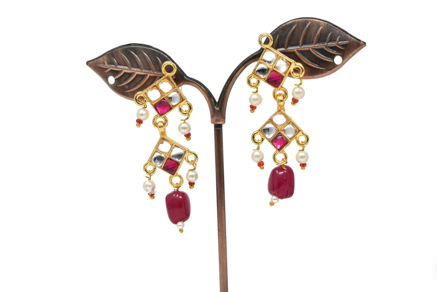 Rajputi Chik Set in Kundan and Red Stone Work