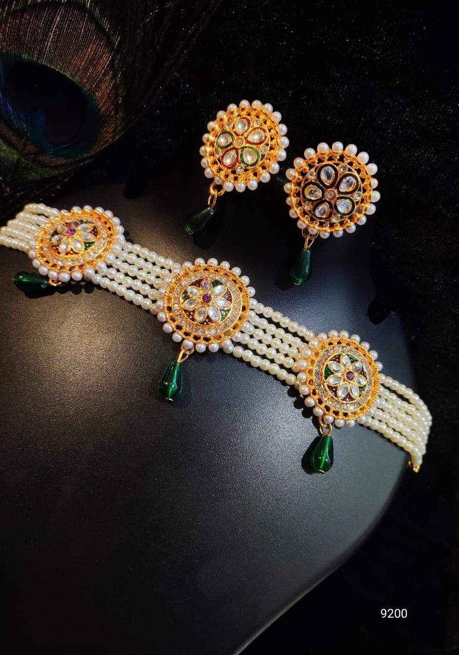 Ethnic Rajputi Meenakri work Green Choker Set