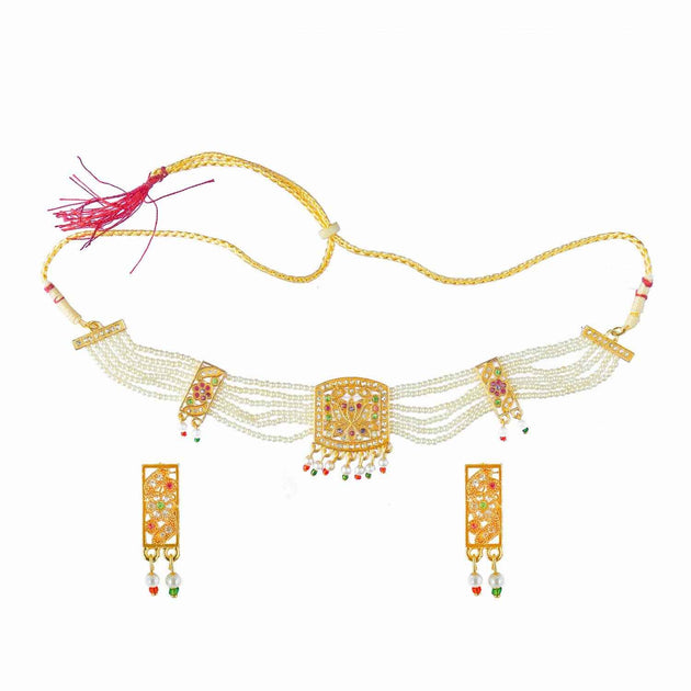 Ethnic Moti Chik Choker Set for Girls and women – Meira Jewellery