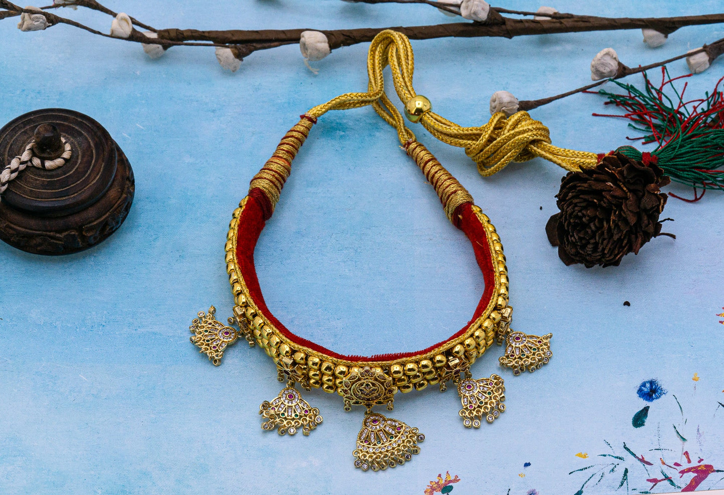 Traditional Rajputi Moti Choker Chik Set