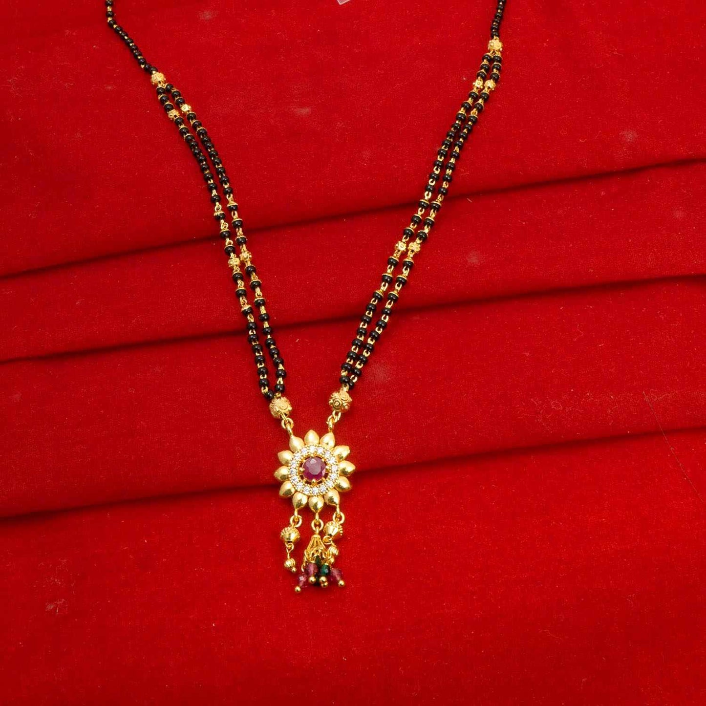 Trendy Multy Strand Red Mangalsutra Design