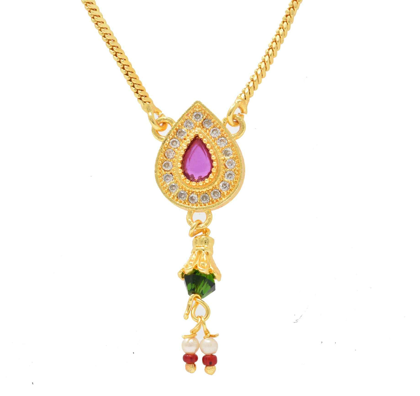 Indian Jewellery from Meira Jewellery:,Gold Plated AD Mangalsutra Dokia Test
