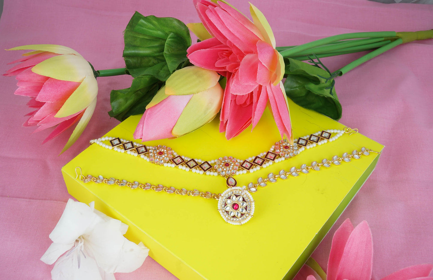 Ethnic Shishful Rajasthani Mathapatti Kundan Pearl For Women