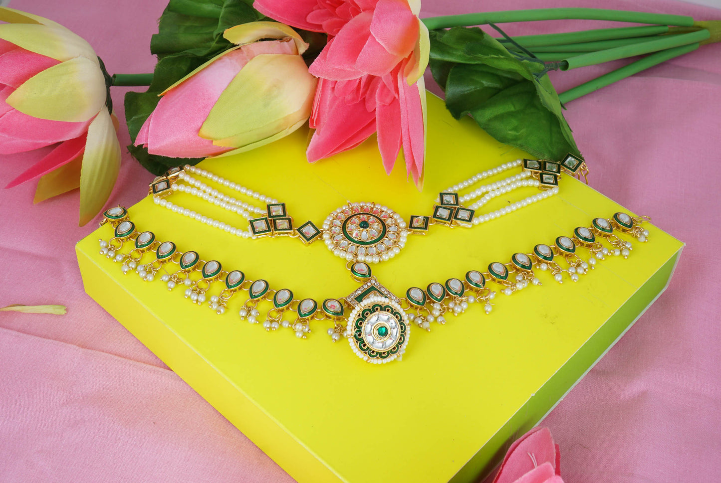 Ethnic Shishful Rajasthani Mathapatti Kundan Pearl For Women