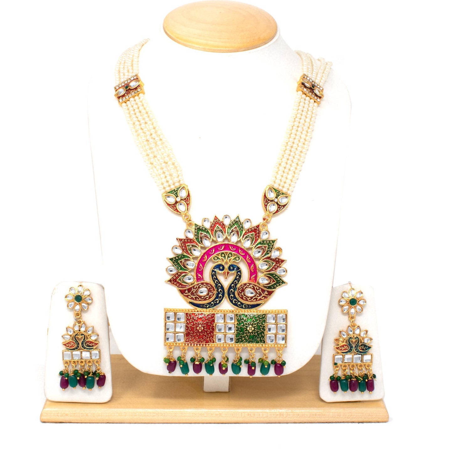 Kundan Studded Pearl Necklace Set with Earring