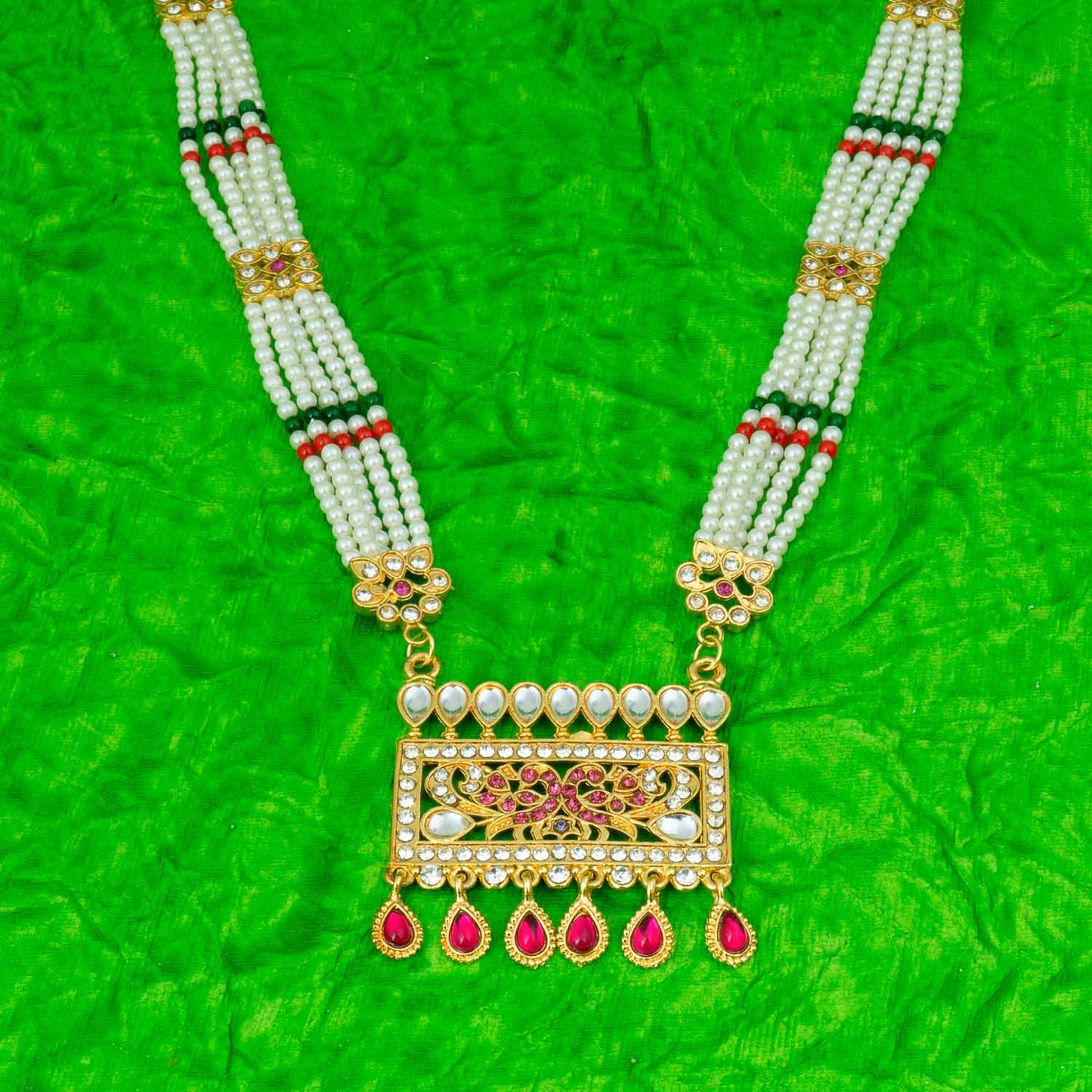 Traditional Gold Plated American Diamond Work Long set Rani Haar