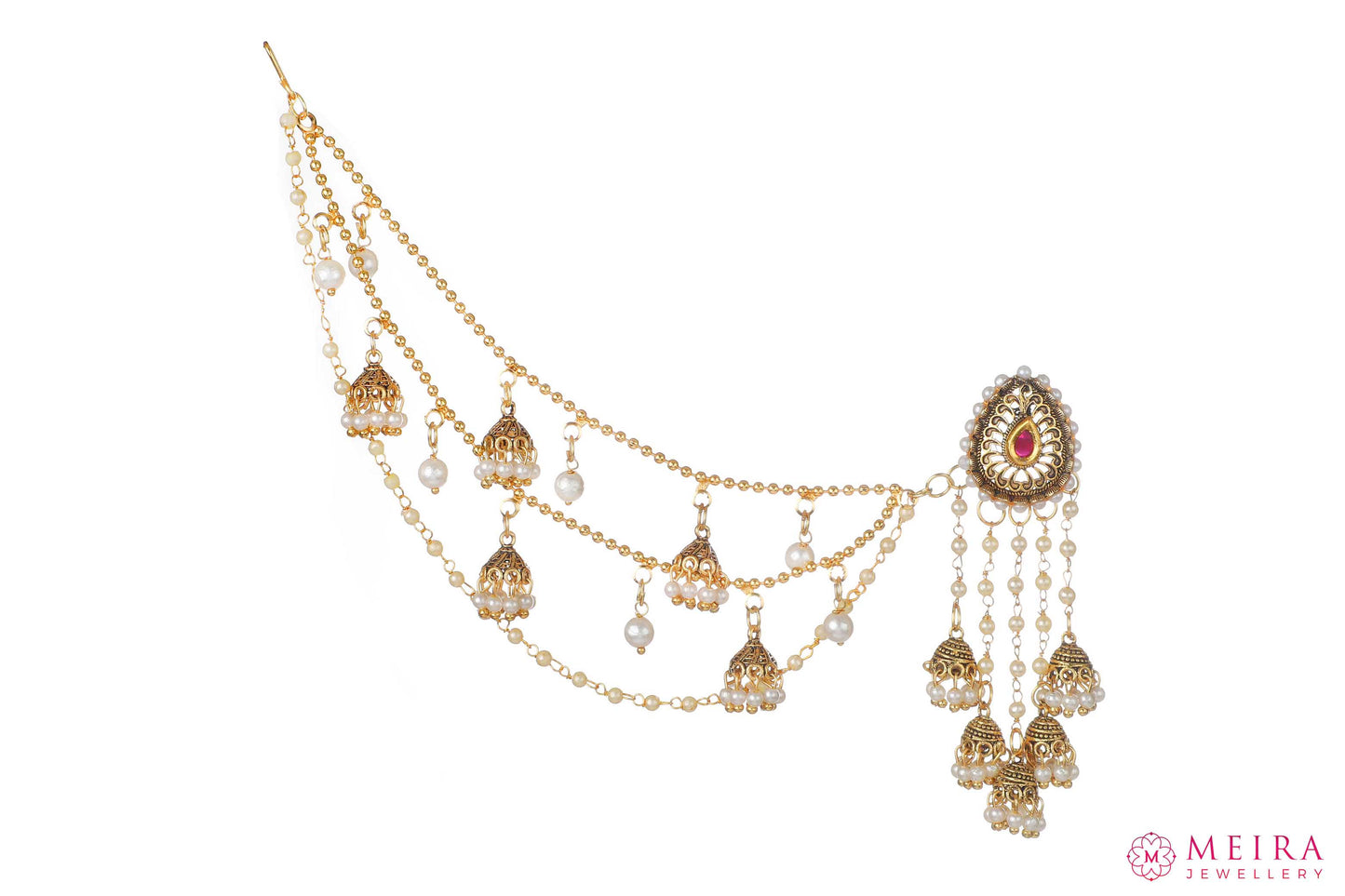 Fancy Bahubali Antique Long Chain Jhumki Earrings