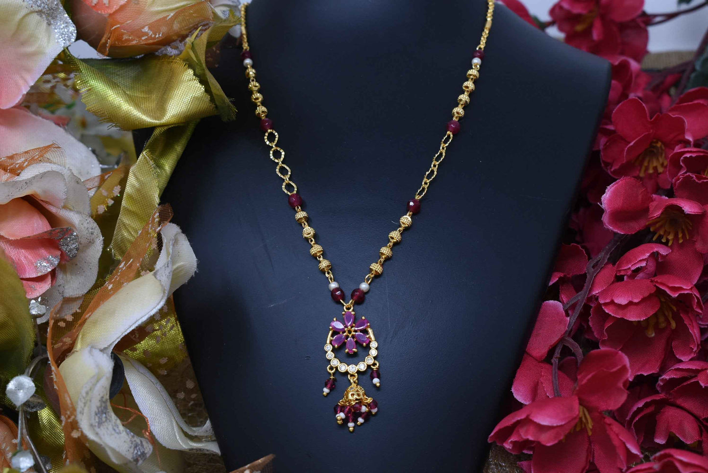 Eye Catchy Pink Color Gold Plated Dokiya