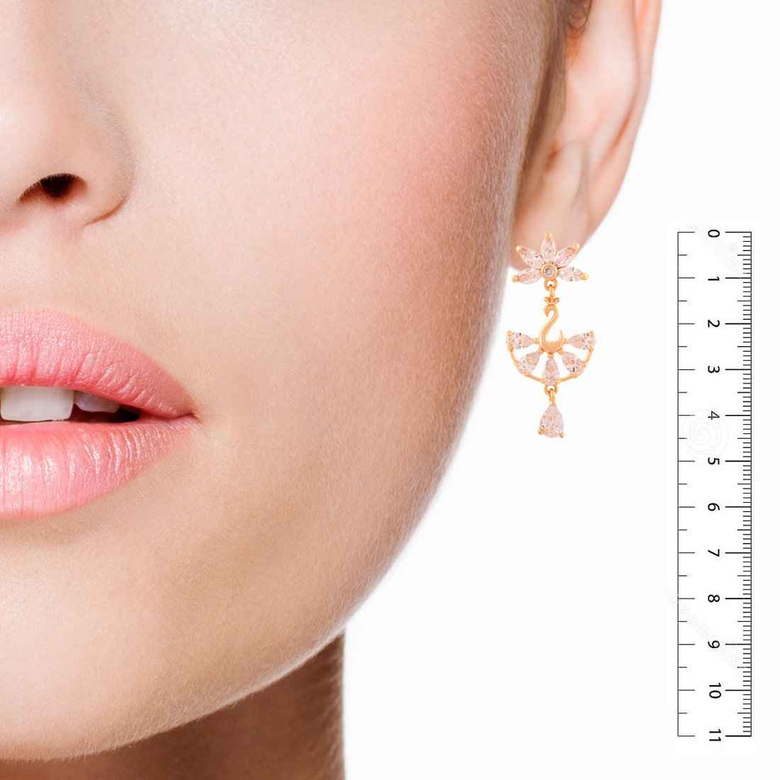 Meira Jewellery CZ Studded Peacock Earring for Women & Girls