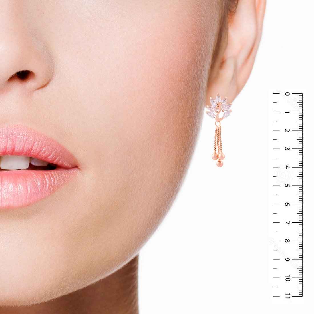 Meira Jewellery CZ Studded Peacock Earring with tassels for Women & Girls