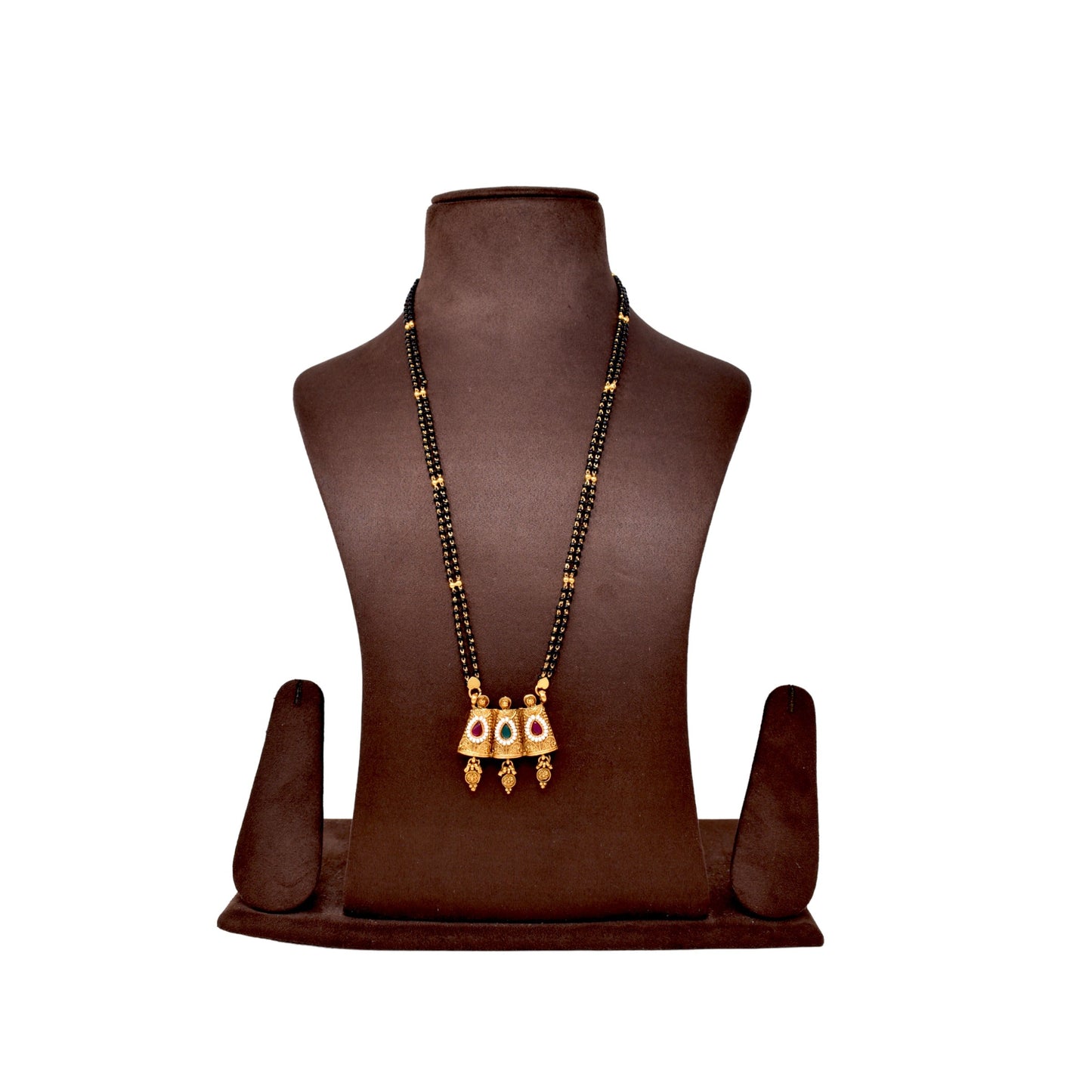 Golden and black beads chain with pendal