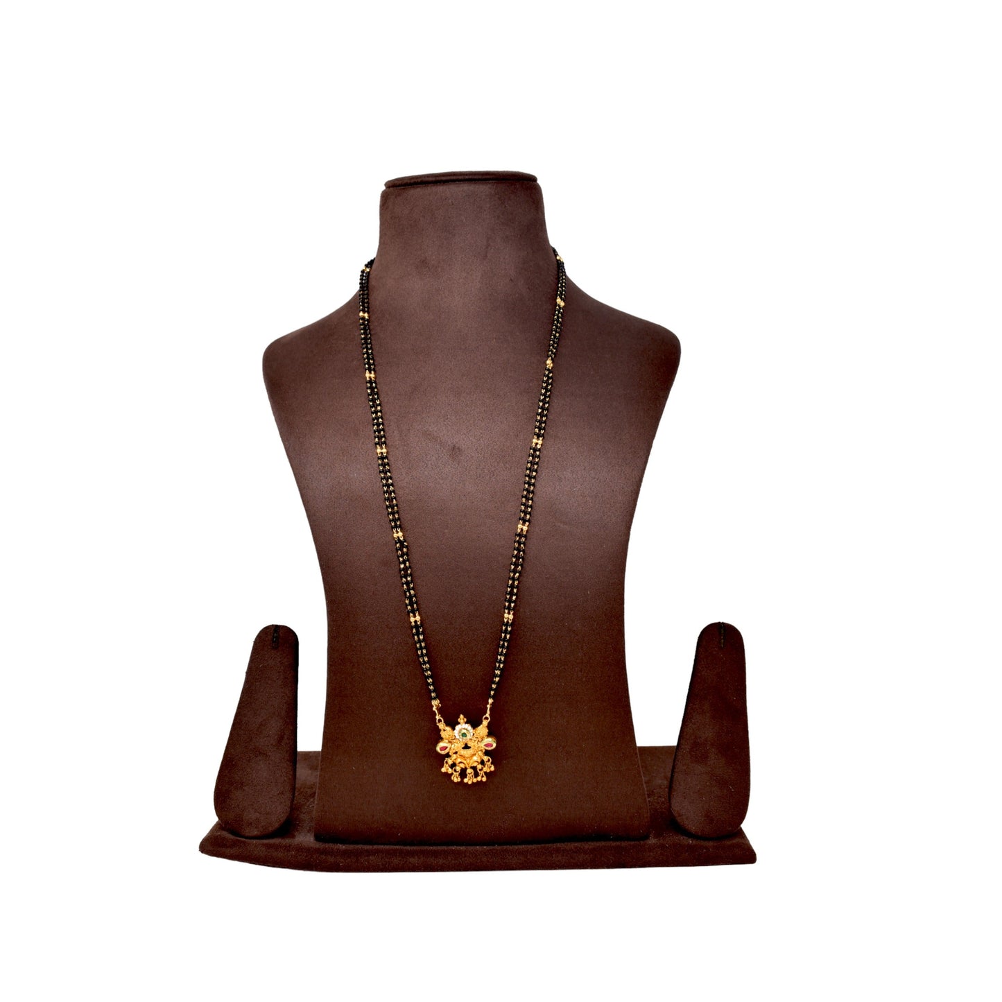 Golden and black beads chain with pendal