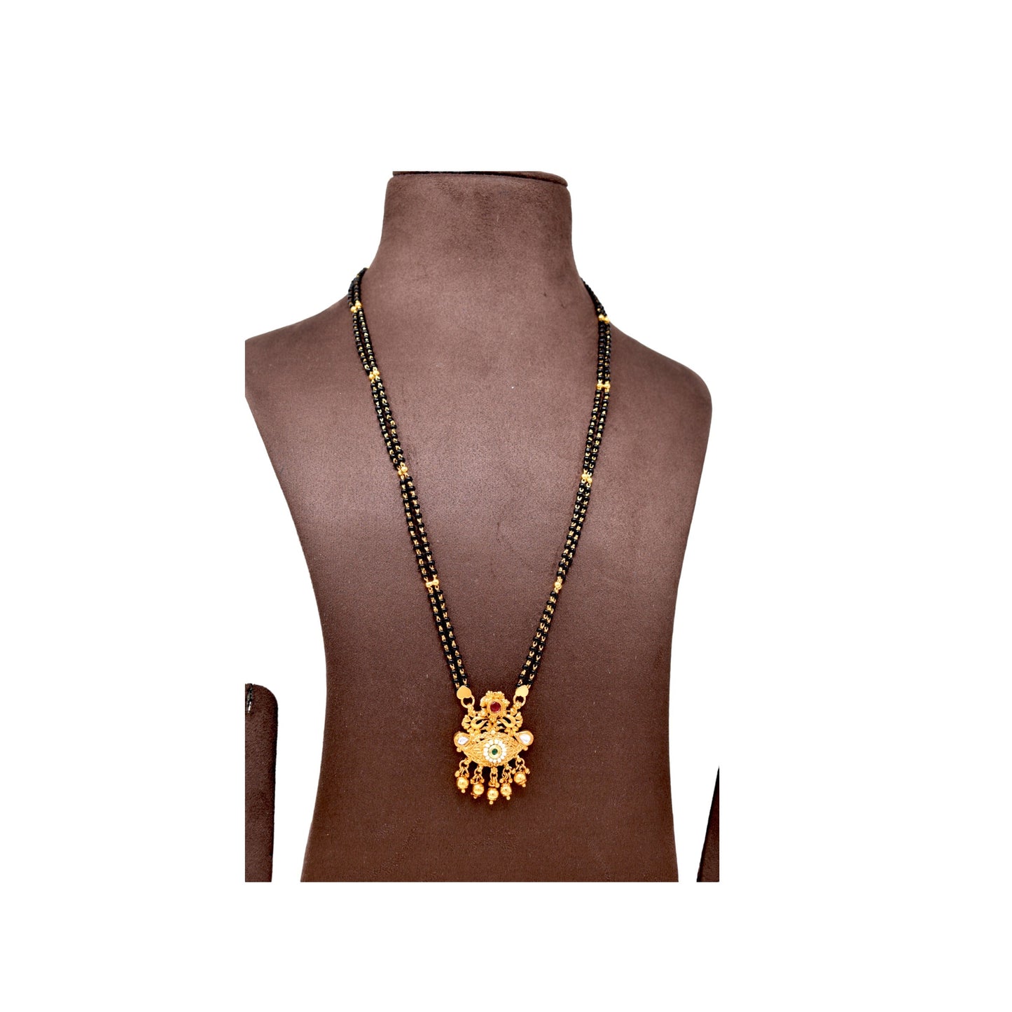 Golden and black beads chain with pendal