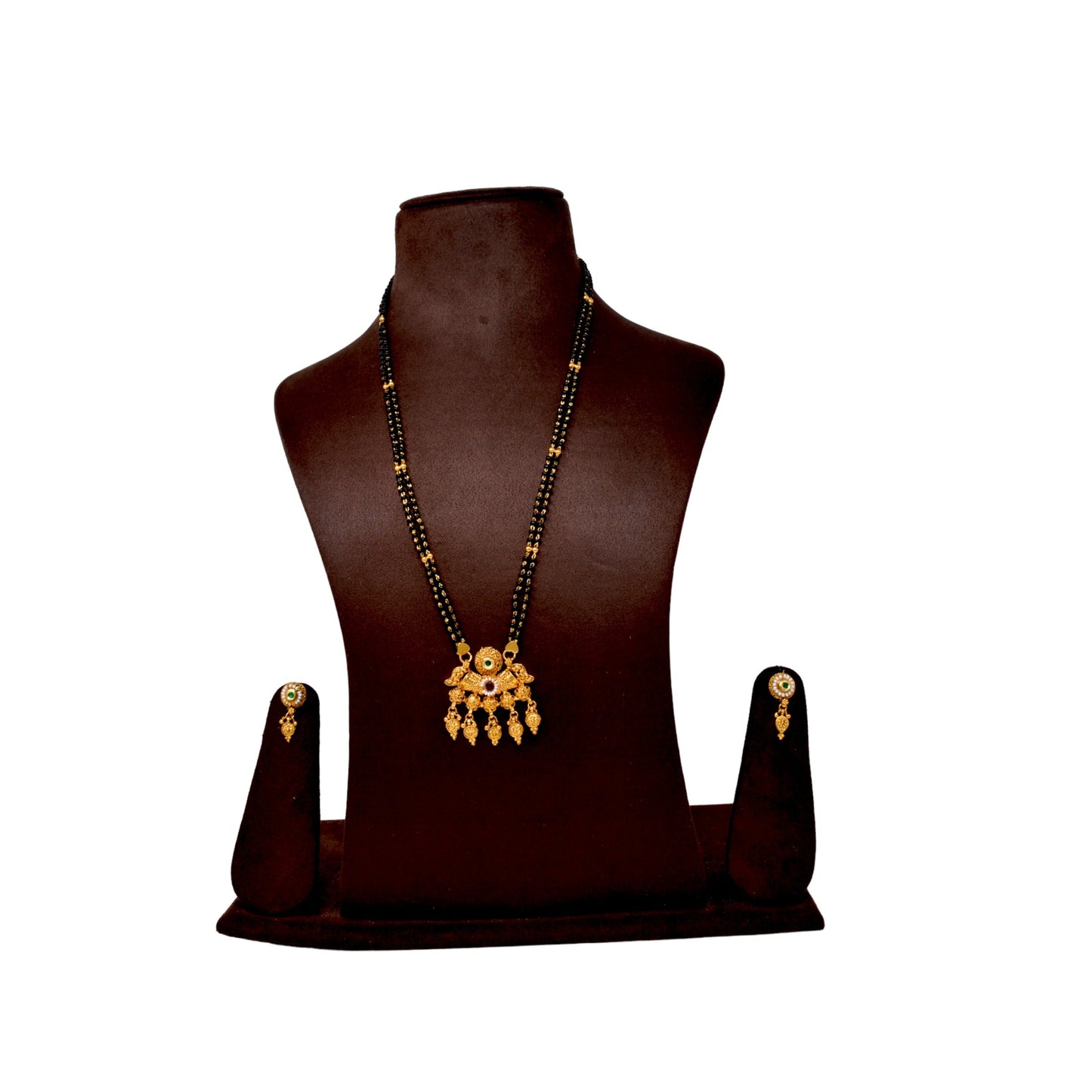Golden and black beads chain with pendal