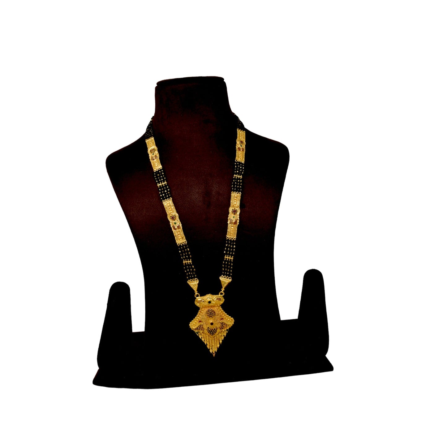 Golden and black beads chain with pendal