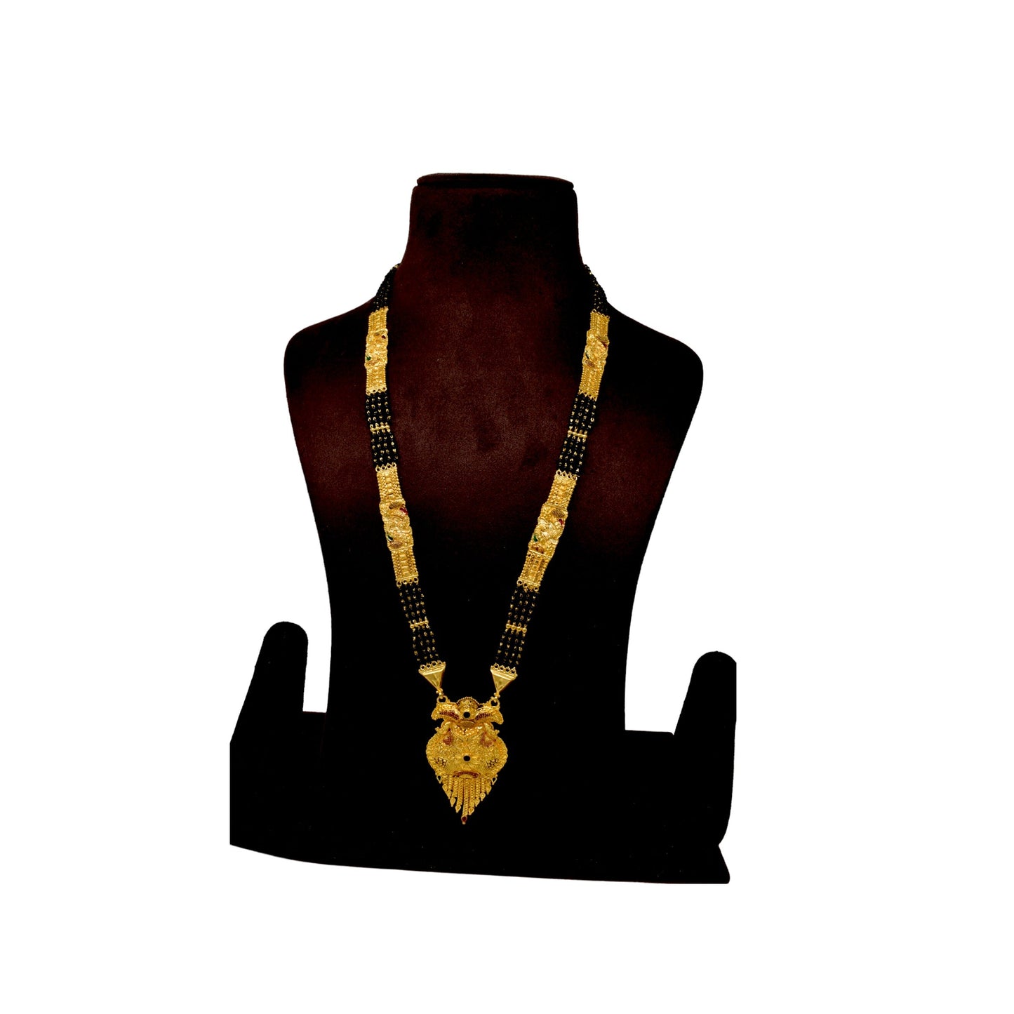 Golden and black beads chain with pendal