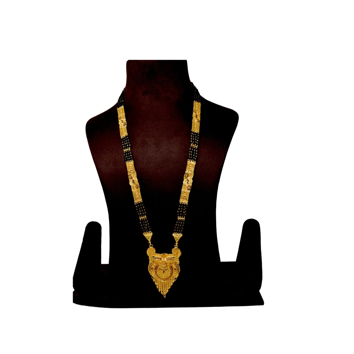 Golden and black beads chain with pendal