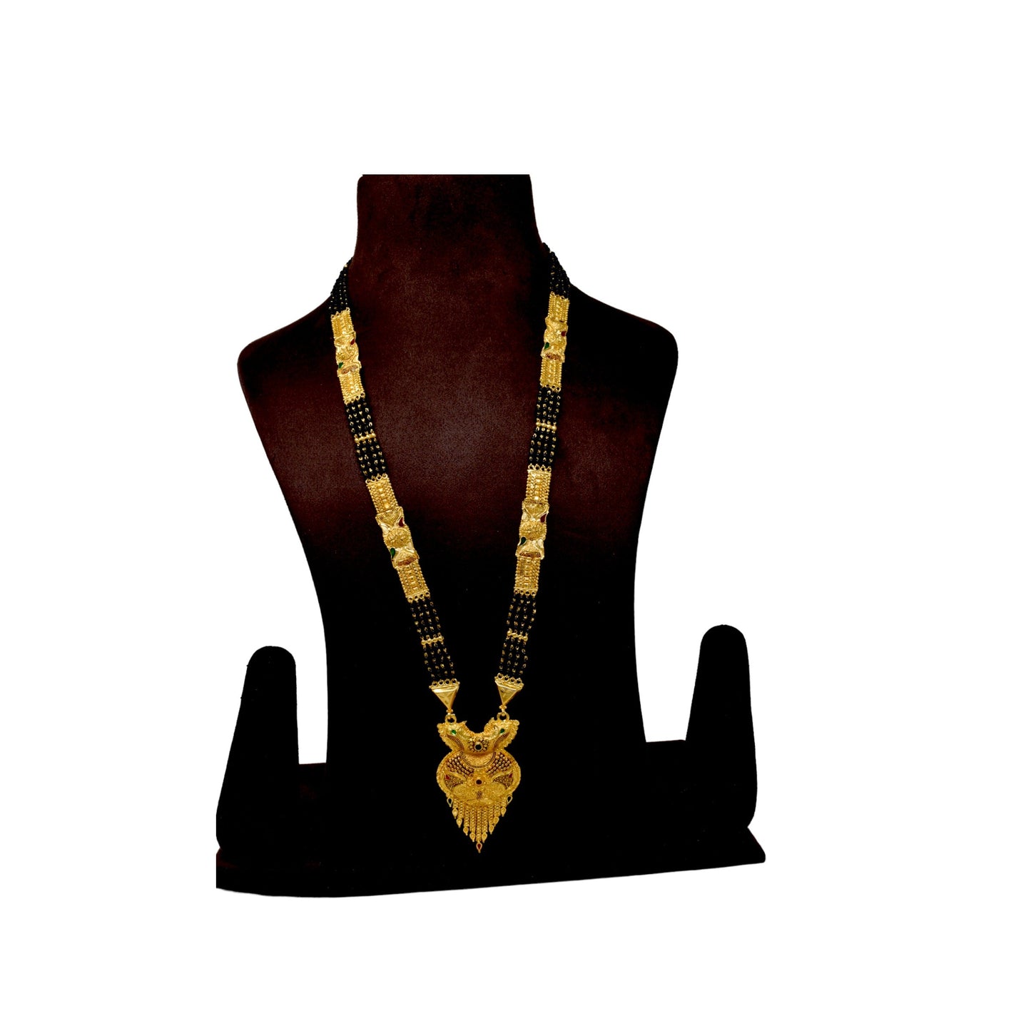 Golden and black beads chain with pendal