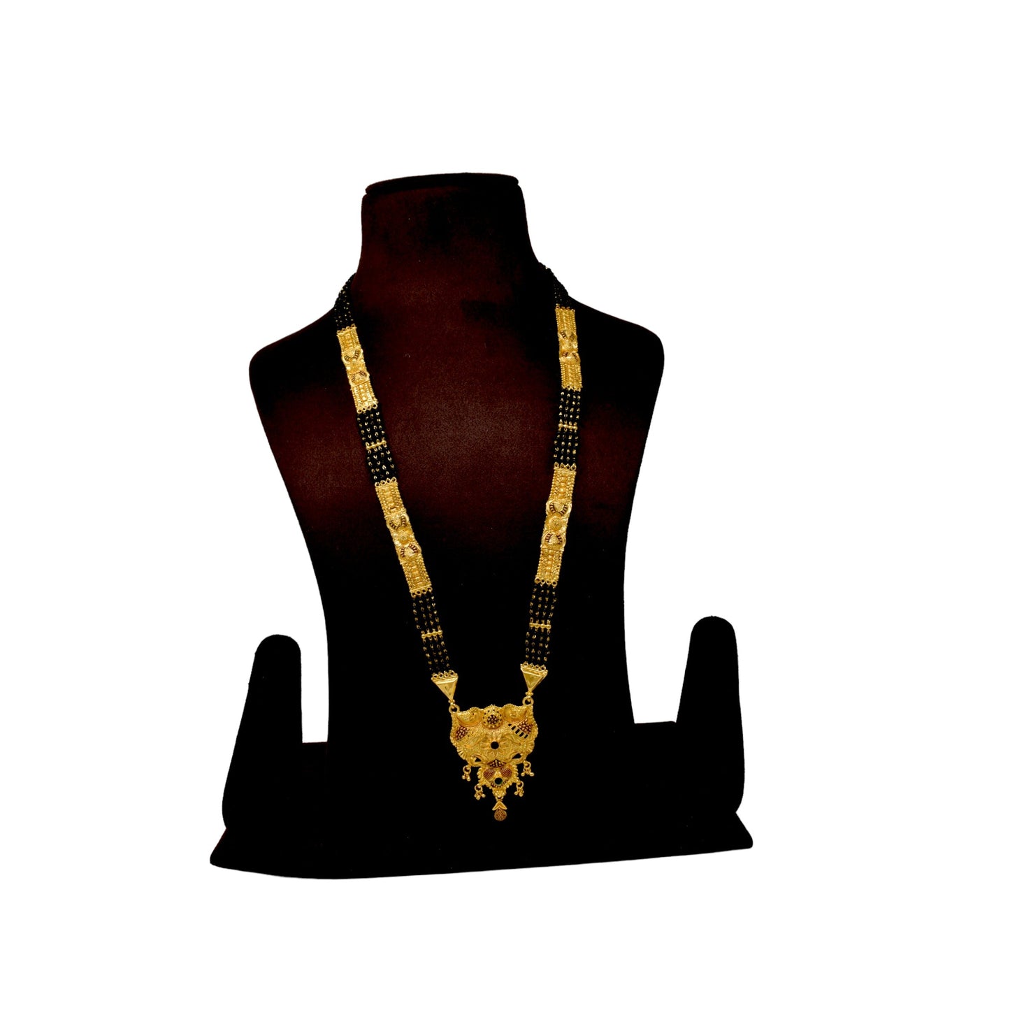 Golden and black beads chain with pendal