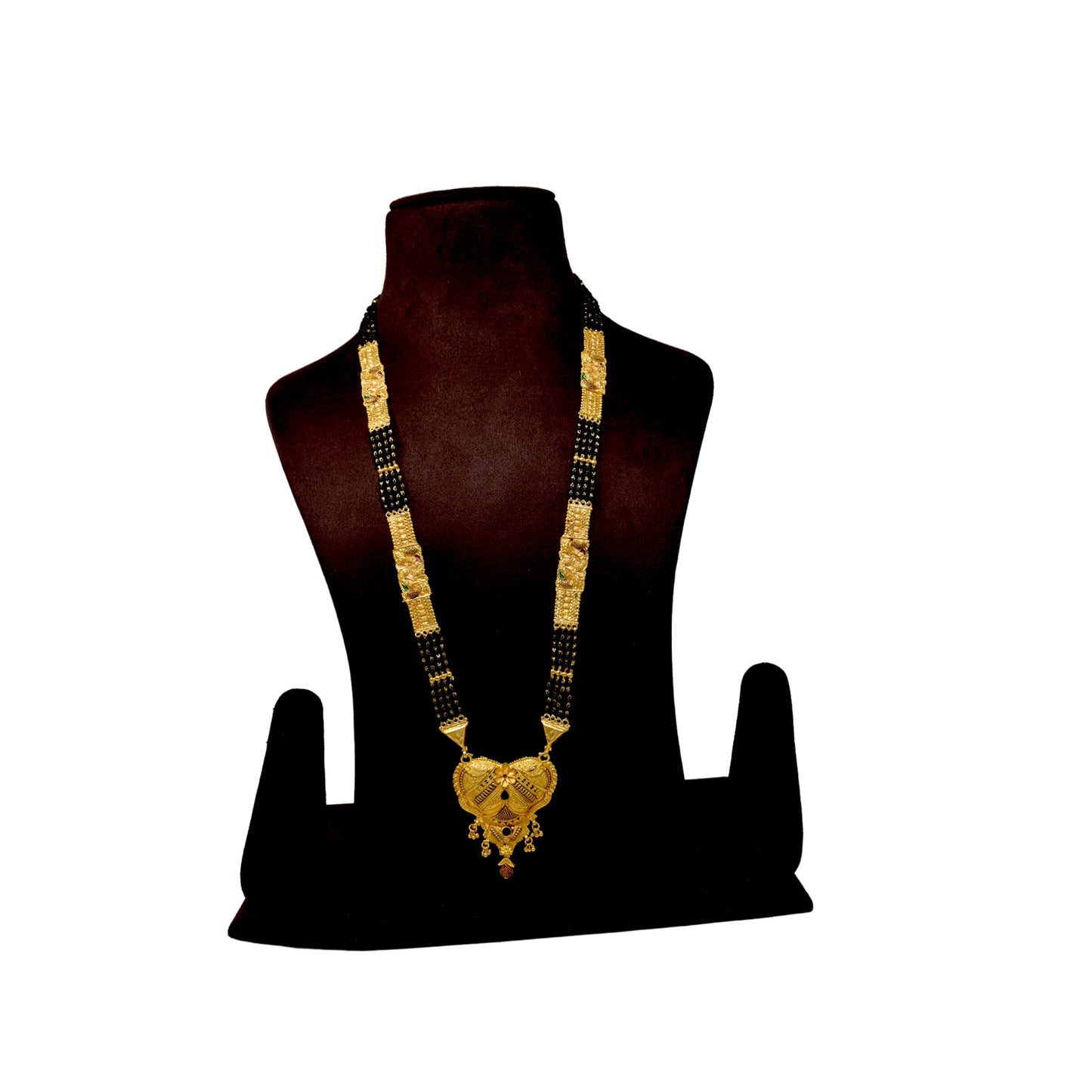 Golden and black beads chain with pendal