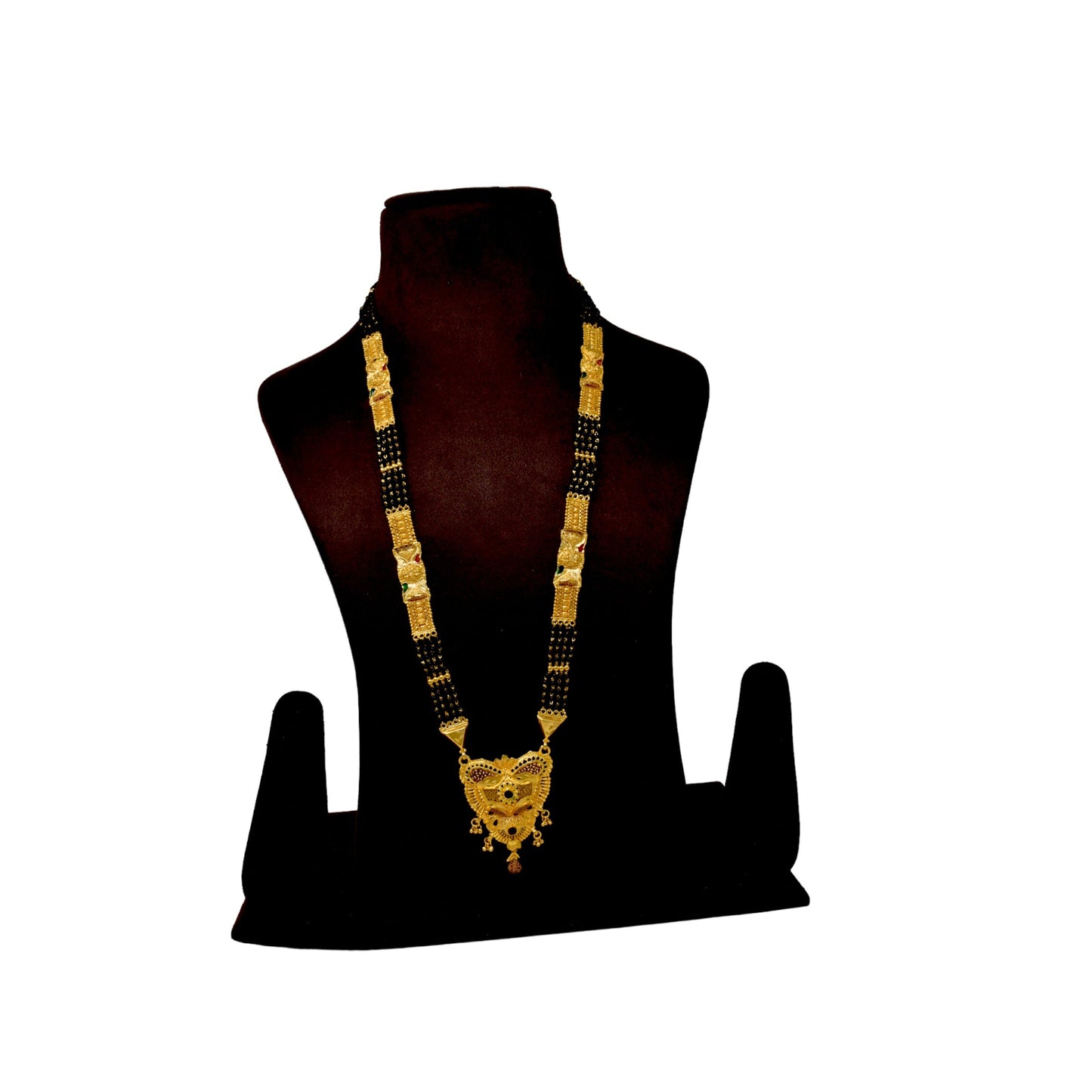 Golden and black beads chain with pendal