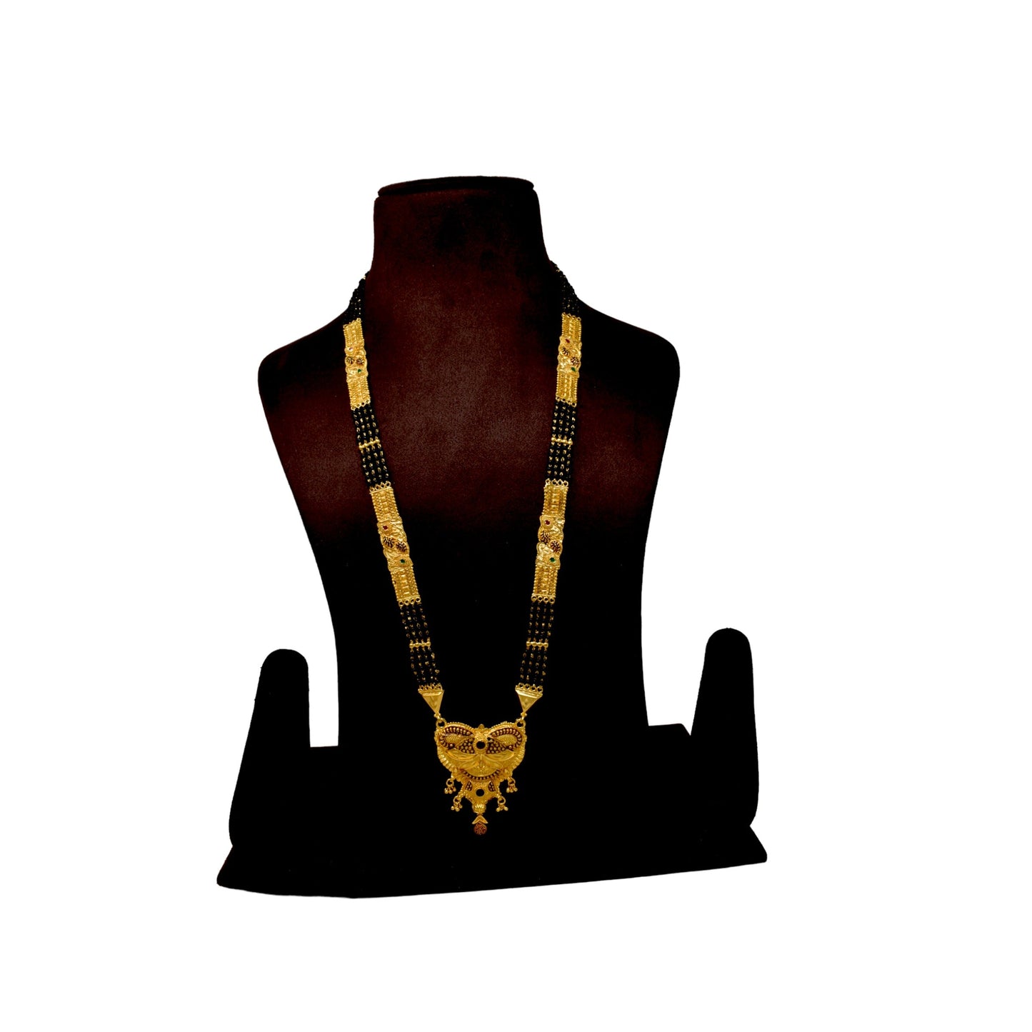Golden and black beads chain with pendal