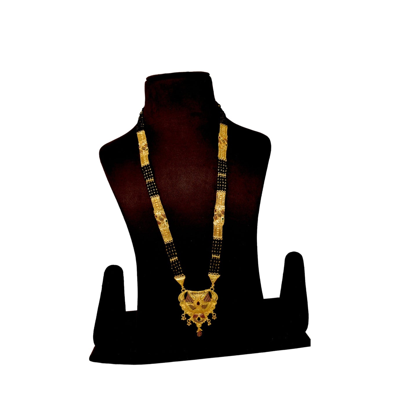 Golden and black beads chain with pendal