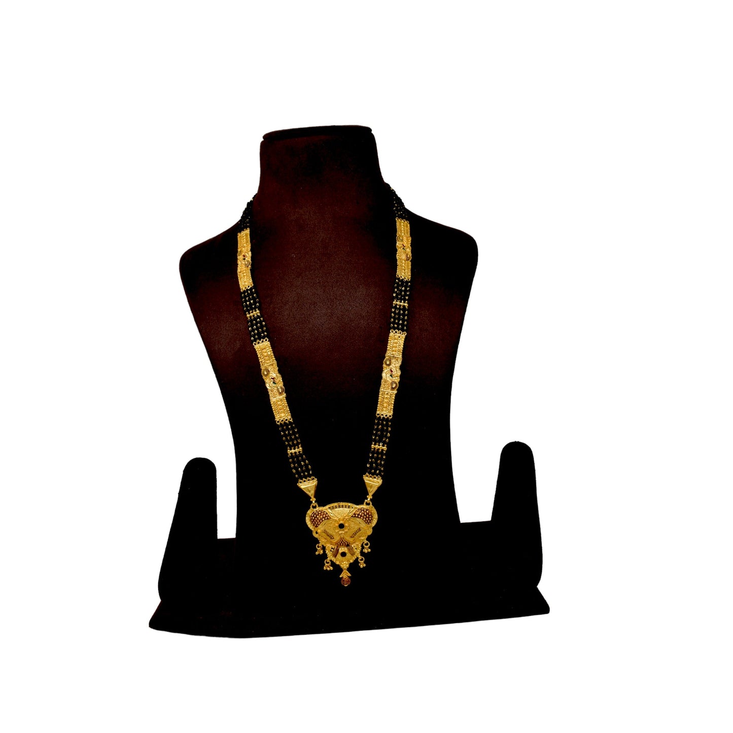 Golden and black beads chain with pendal
