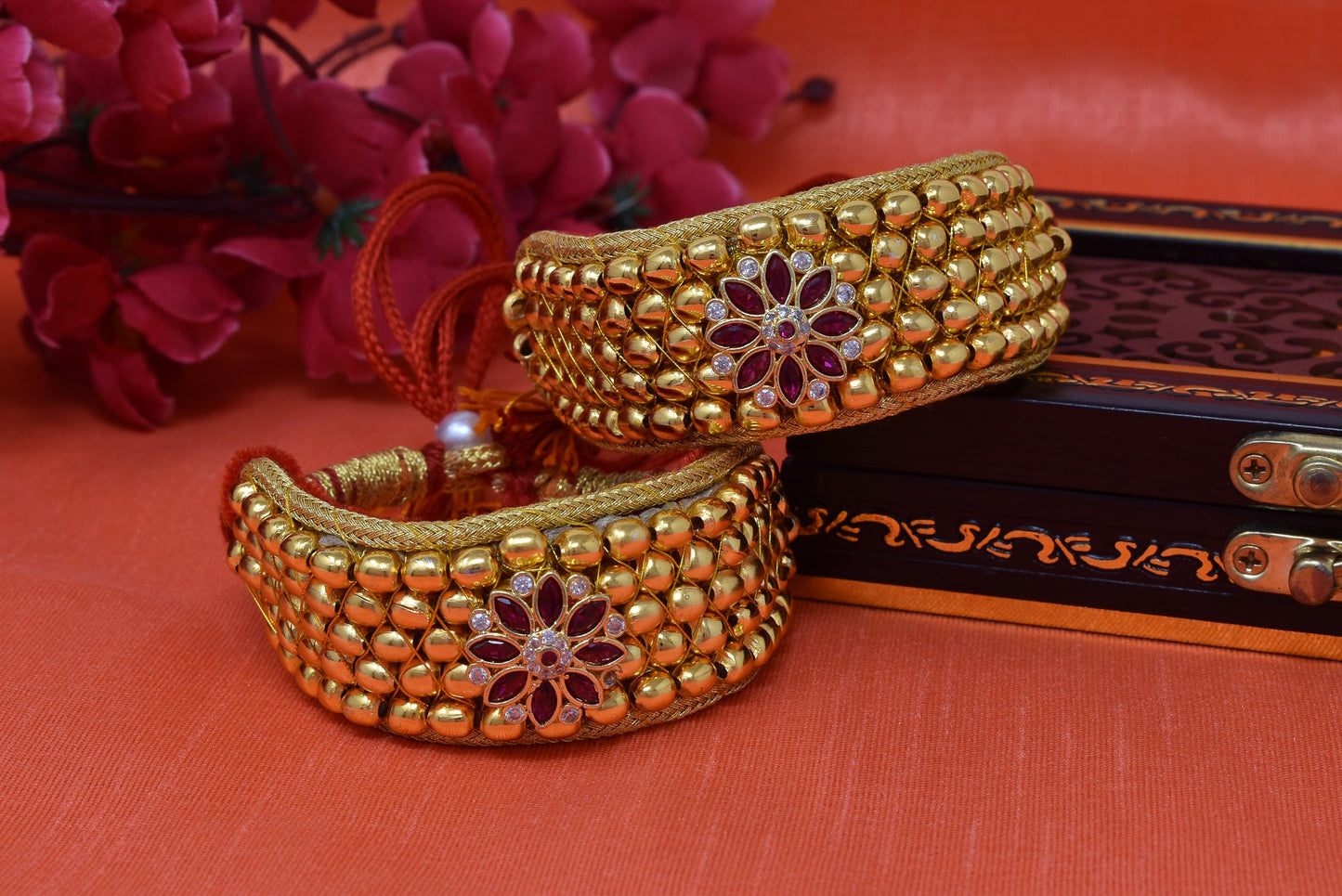 American Diamond studded Rajputi Rajwadi Punsi / Pocchi Hand Bracelet