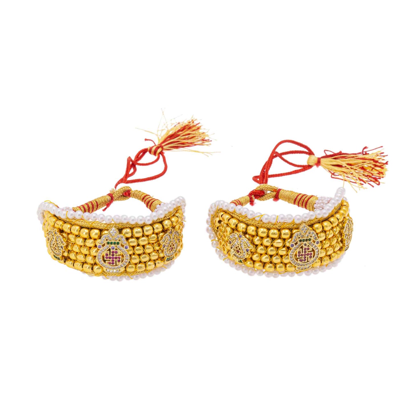 American Diamond studded Rajputi Rajwadi Punsi / Pocchi Hand Bracelet