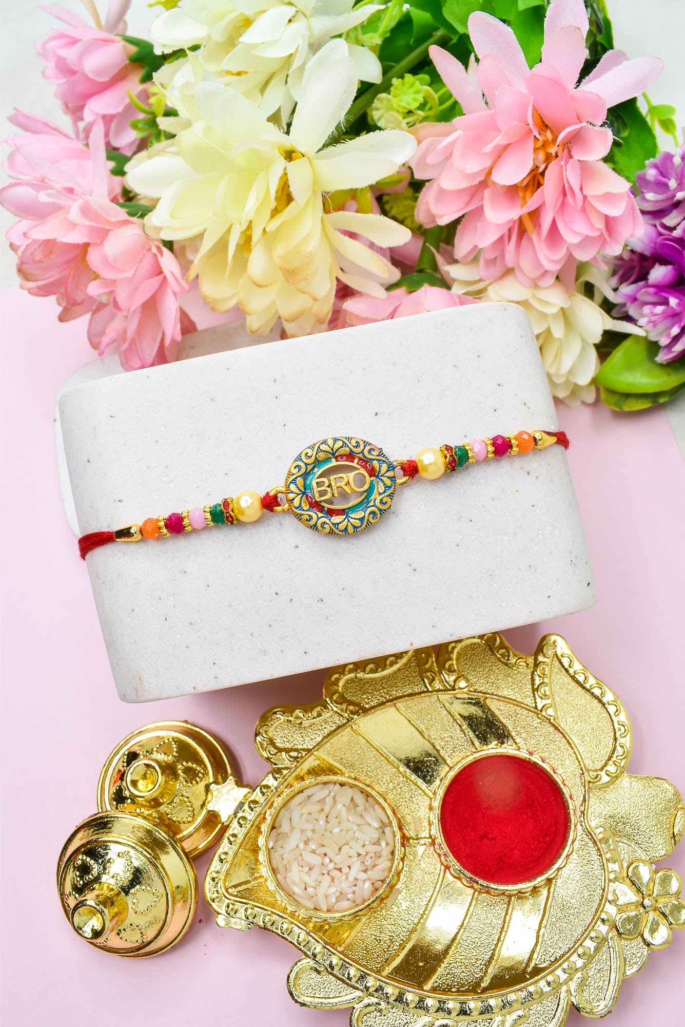 Rakhi for Brothers Rakhi for kids BRO Design Hand Painted Bracelate Rakhi with Roli chawal n Rakshabandhan Gift Card Rakhi