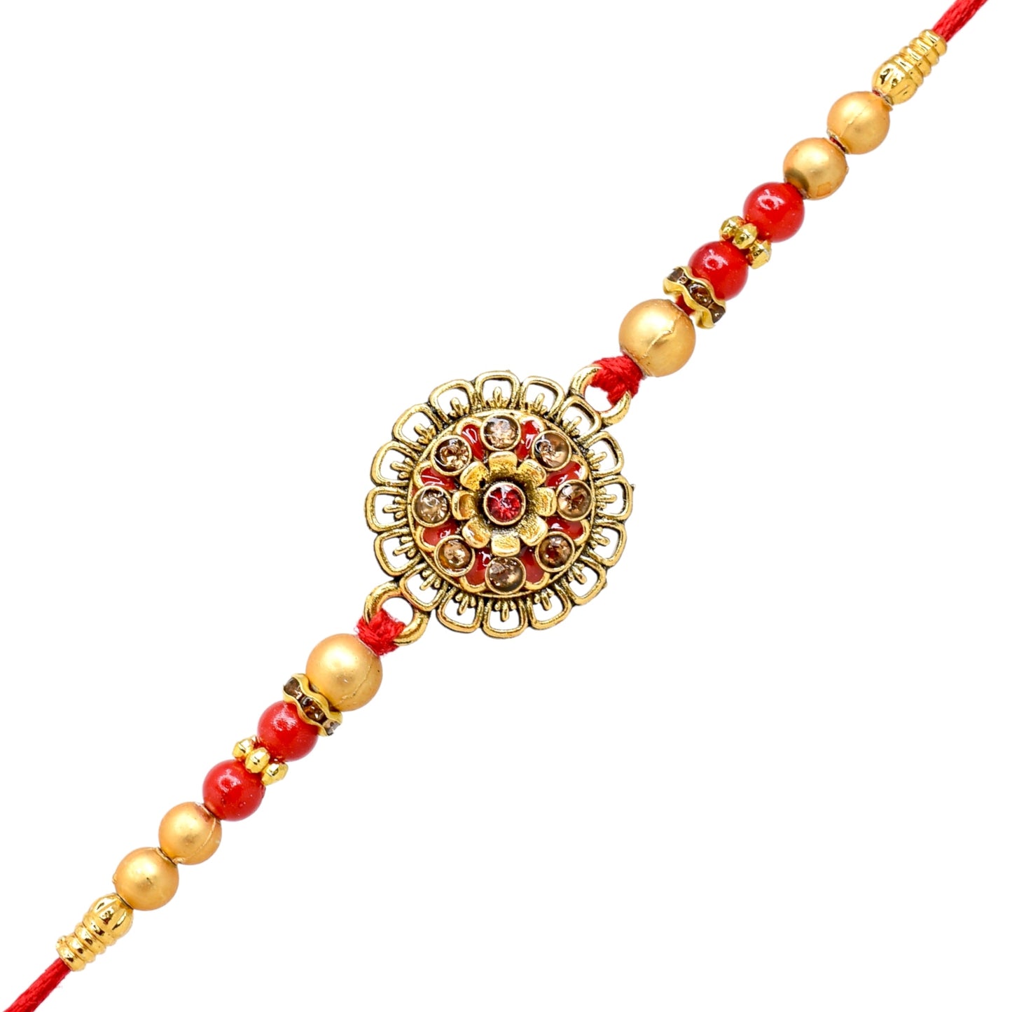 रोली चावल और कार्ड के साथ मेनकारी राखी सेट| भाई और भाभी के बच्चों के लिए राखी| 2 का राखी सेट | राल राखी