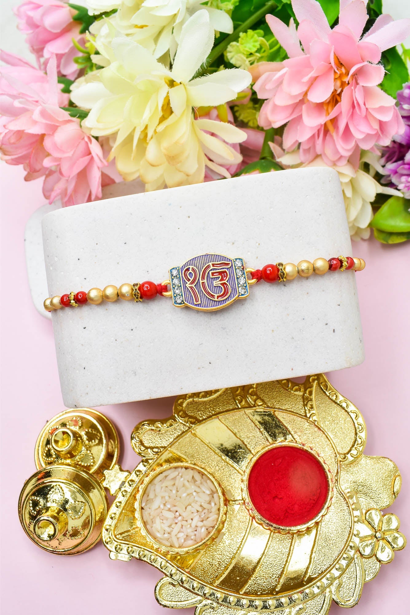 IK Onkar Design Hand Painted Bracelate Rakhi Set of 3 with Roli chawal n RakshabandhanRakhi for Brother Rakhi for Kids