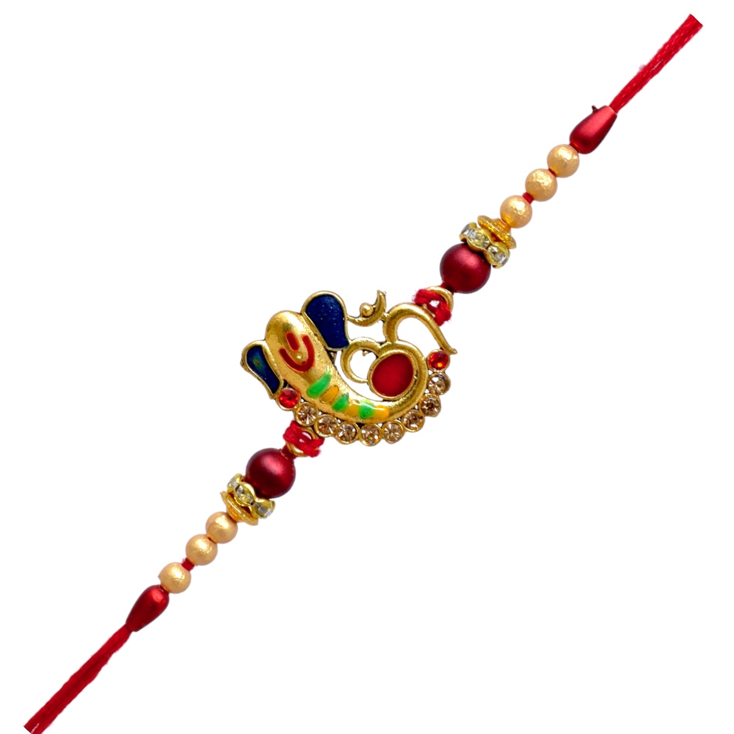 Religious Ganesha Rakhi with A.D. stone Combo Rakhi set with Roli Chawal & Card| rakhi for brother and bhabhi kids| rakhi set of 2 | resin rakhi