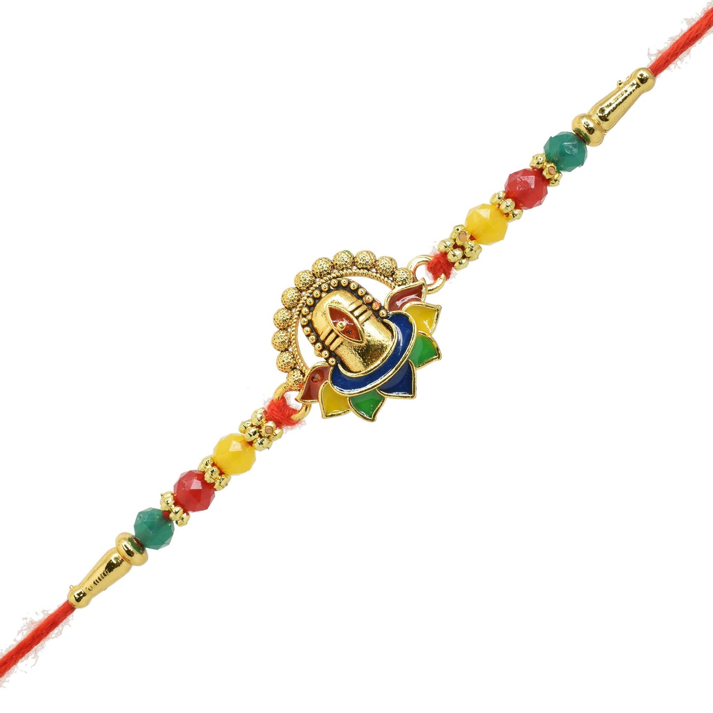 Religious Trishul with Shivling Meenakari Rakhi set with Roli Chawal & Card| rakhi for brother and bhabhi kids| rakhi set of 2 | resin rakhi