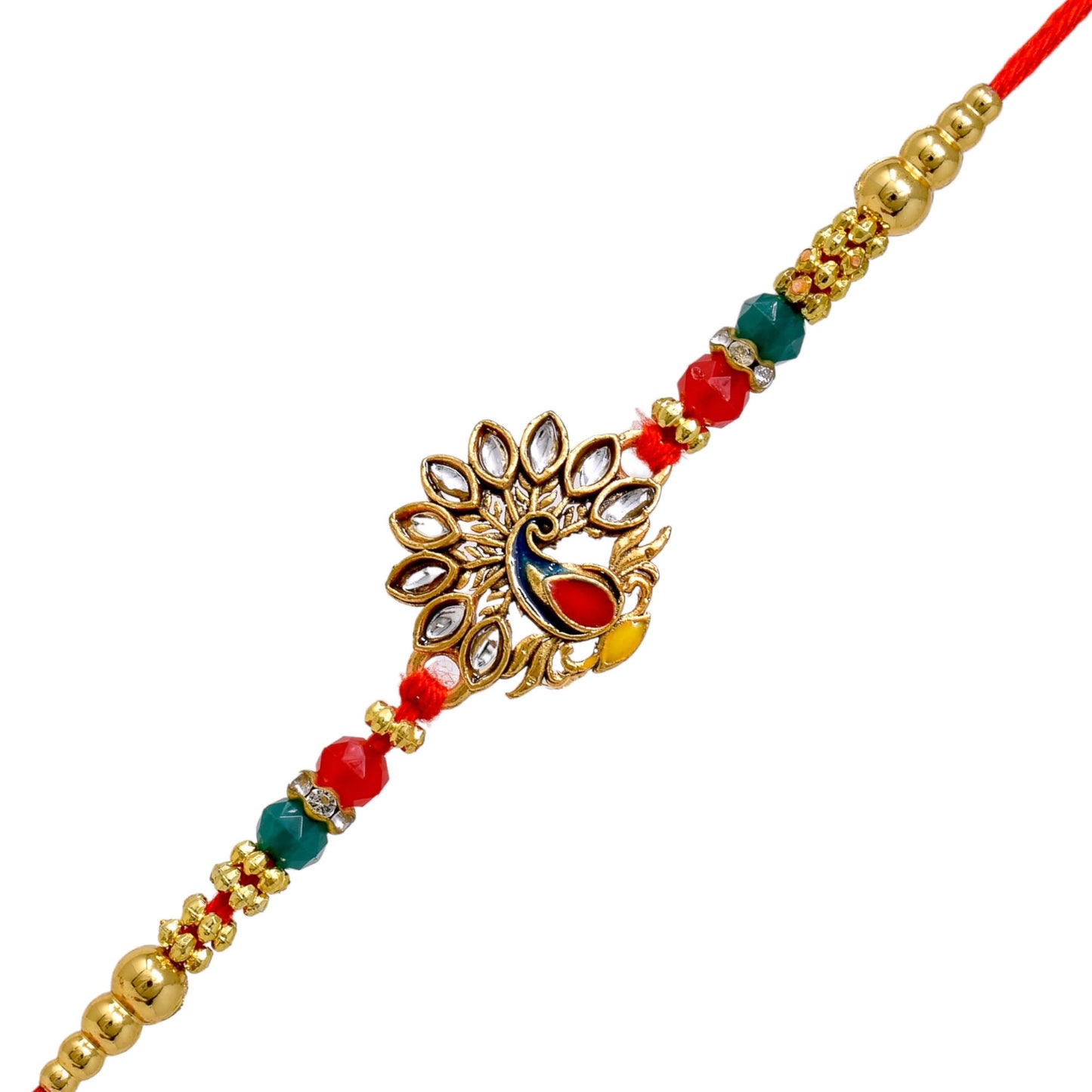 Brass Stylish Art Rakhi Multicolor Peacock Rakhi set with Roli Chawal & Card| rakhi for brother and bhabhi kids| rakhi set of 2 | resin rakhi