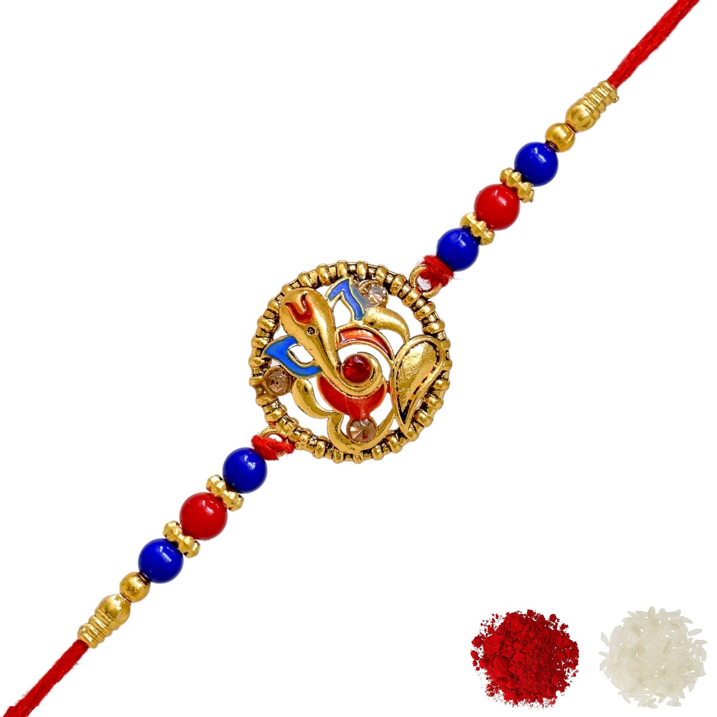 Elegant Ganesha Rakhi set with Roli Chawal & Card| rakhi for brother and bhabhi kids| rakhi set of 2 | resin rakhi